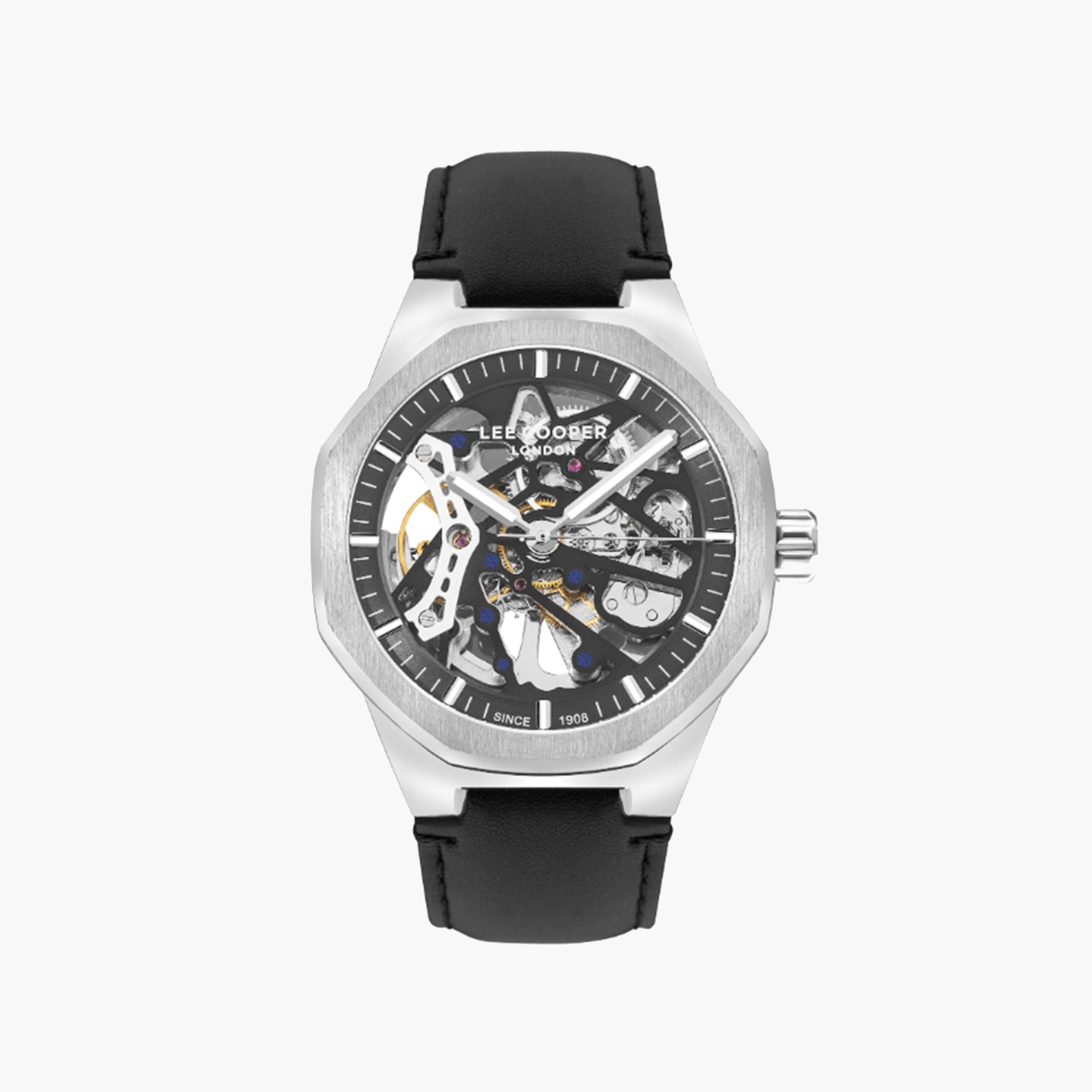Lee Cooper Men's 52 MM Black Strap Automatic Leather Watch | LC07904.351-men-watchesandjewellery-watches-image-1