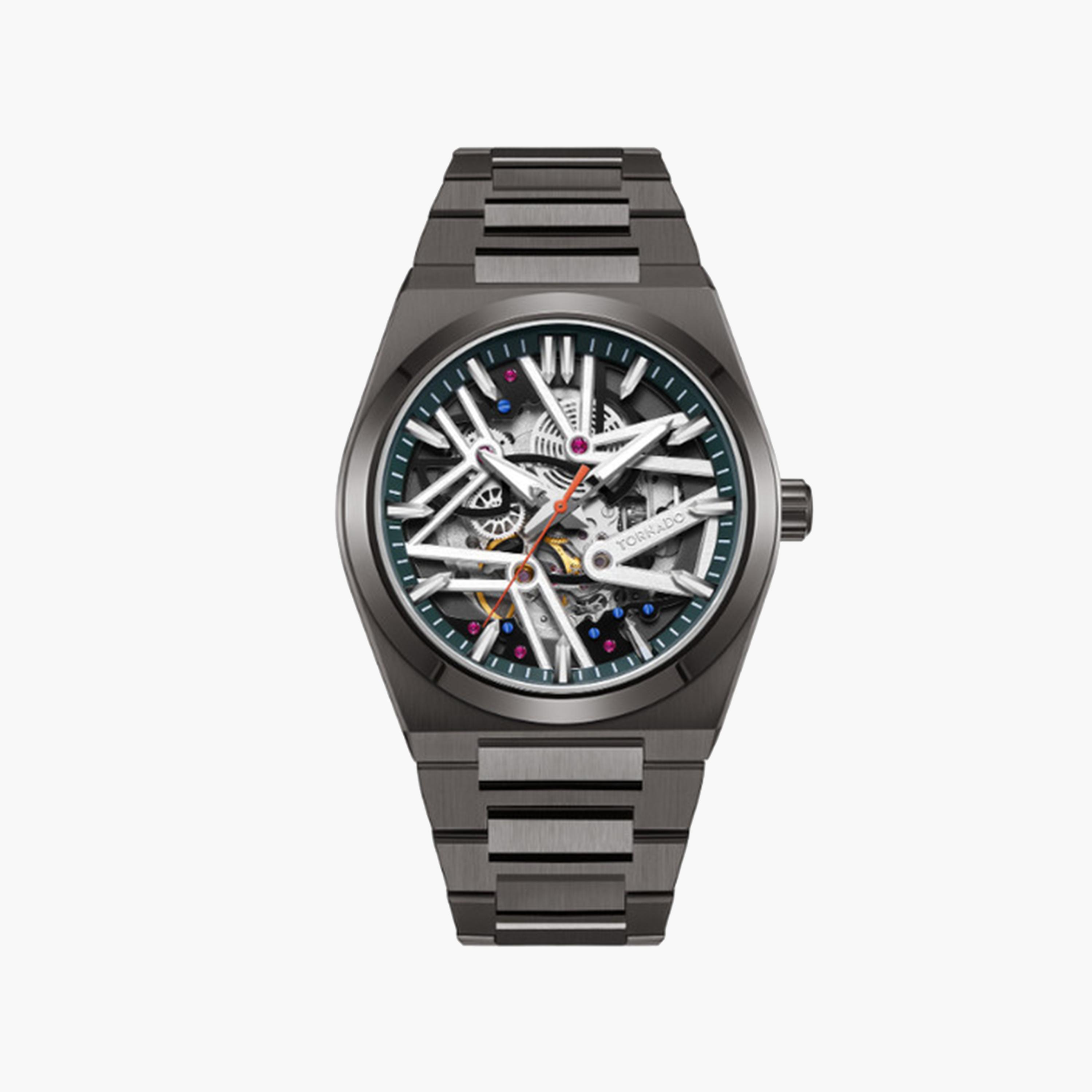 تورنيدو-  ساعة رجالية معدنية أوتوماتيكية بحزام رمادي   43 مم | T24301-XBXH-men-watchesandjewellery-watches-image-1