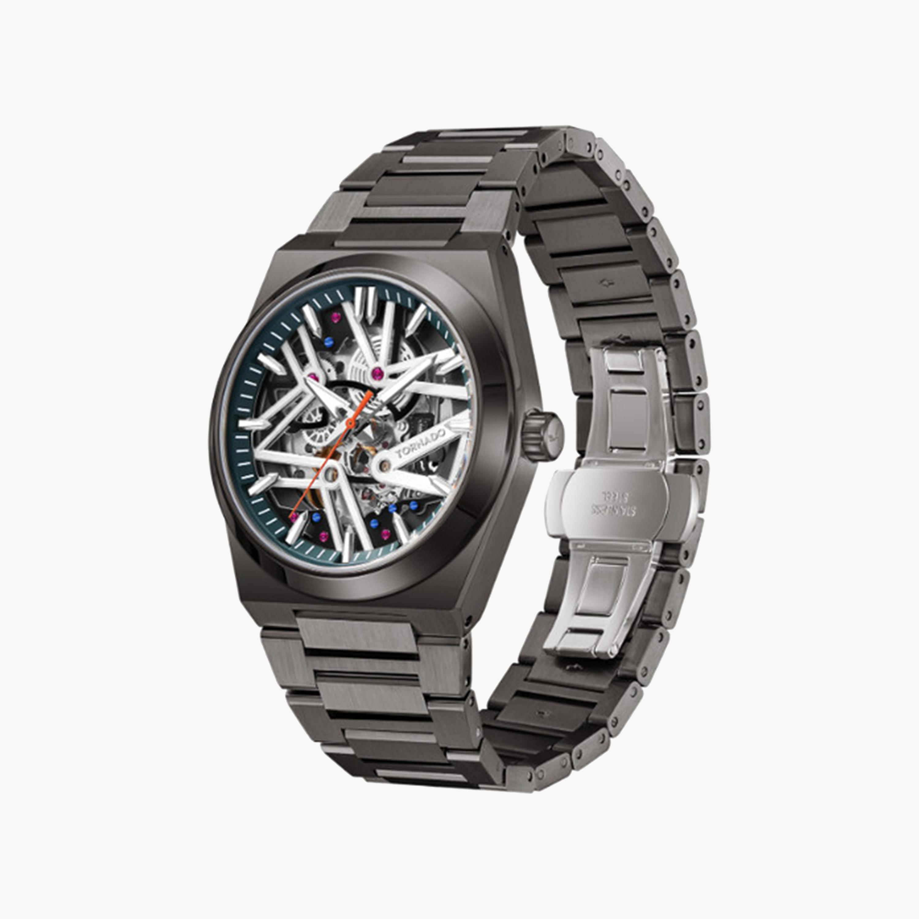 تورنيدو-  ساعة رجالية معدنية أوتوماتيكية بحزام رمادي   43 مم | T24301-XBXH-men-watchesandjewellery-watches-image-3