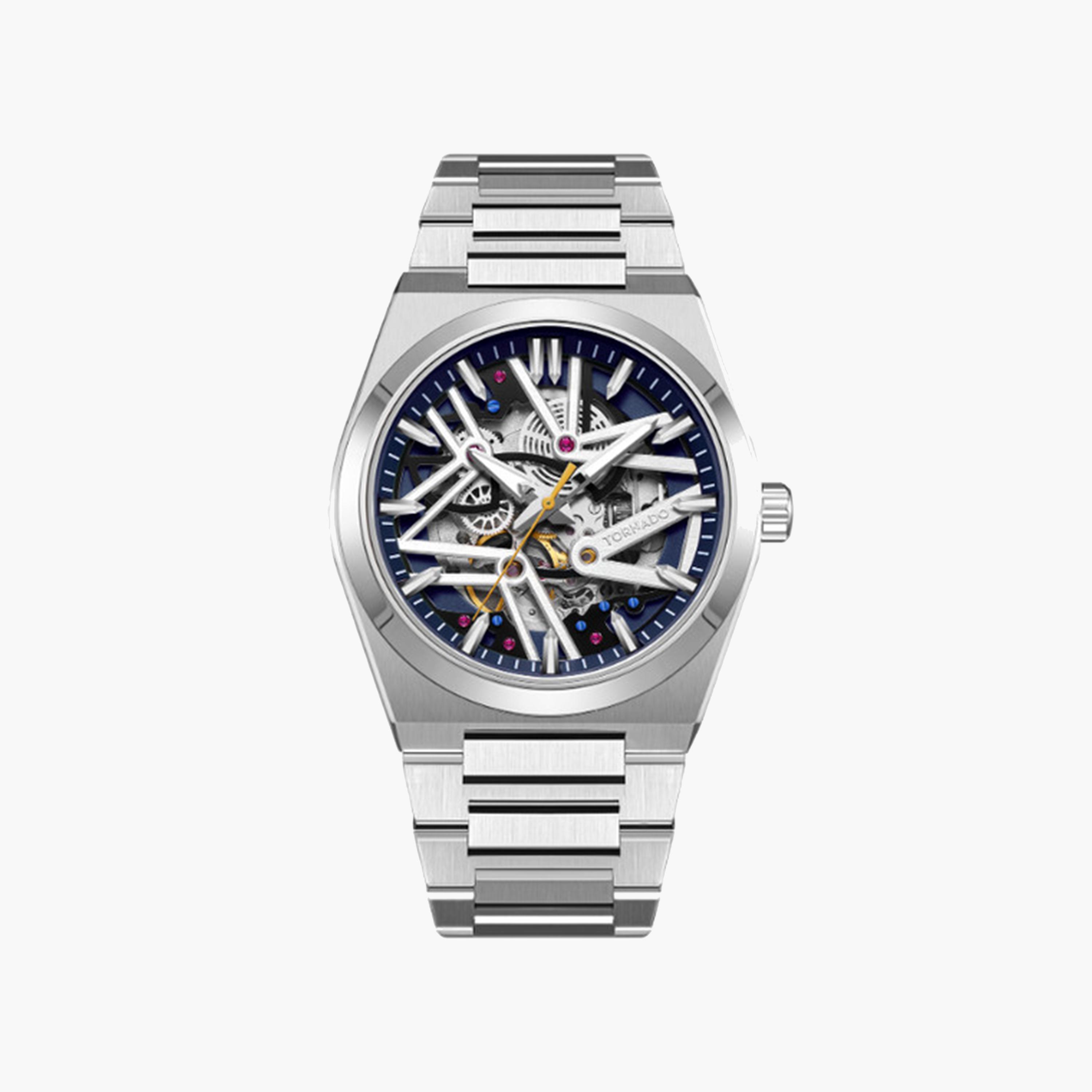 تورنيدو-  ساعة رجالية معدنية أوتوماتيكية بحزام فضي   43 مم | T24301-SBSN-men-watchesandjewellery-watches-image-1