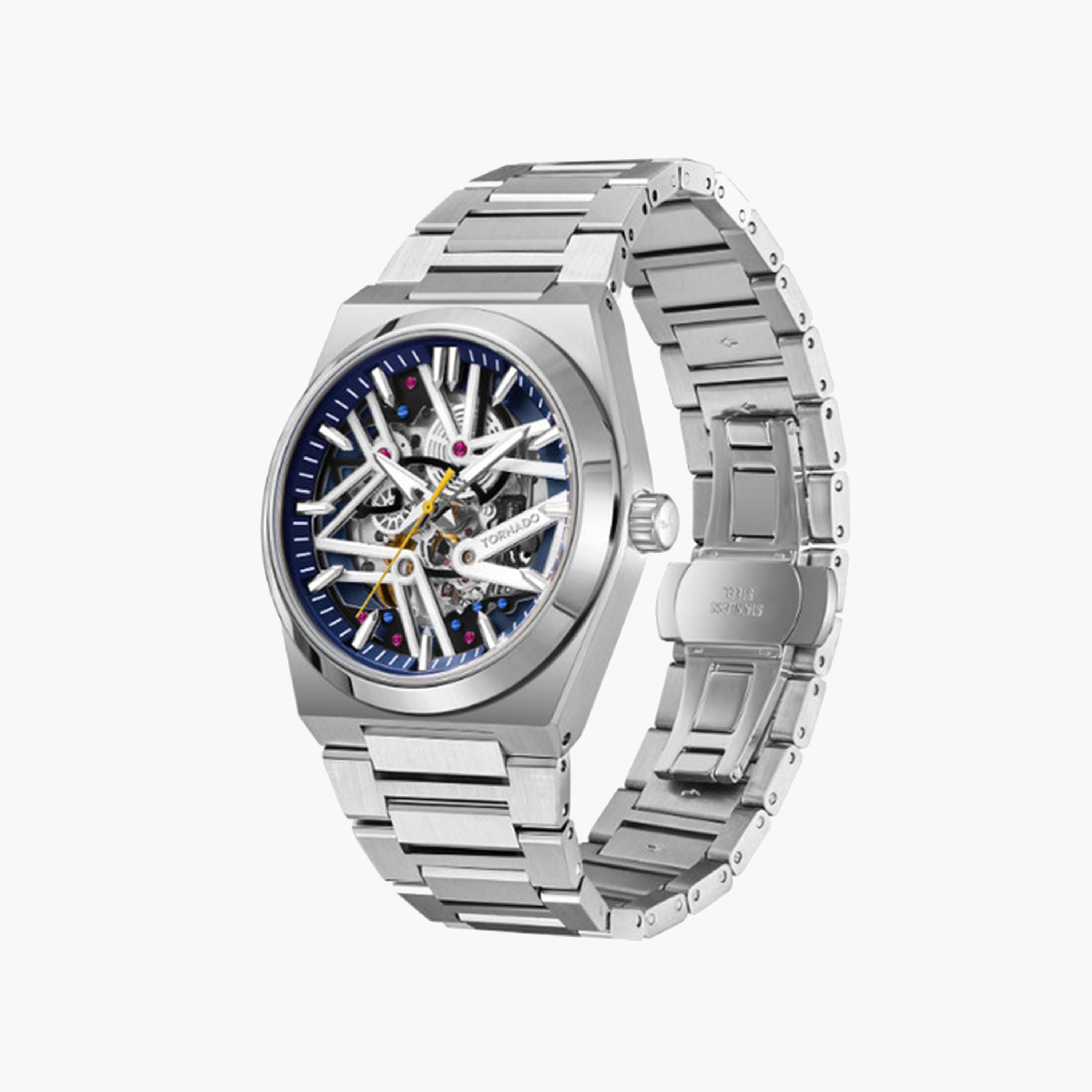 تورنيدو-  ساعة رجالية معدنية أوتوماتيكية بحزام فضي   43 مم | T24301-SBSN-men-watchesandjewellery-watches-image-2