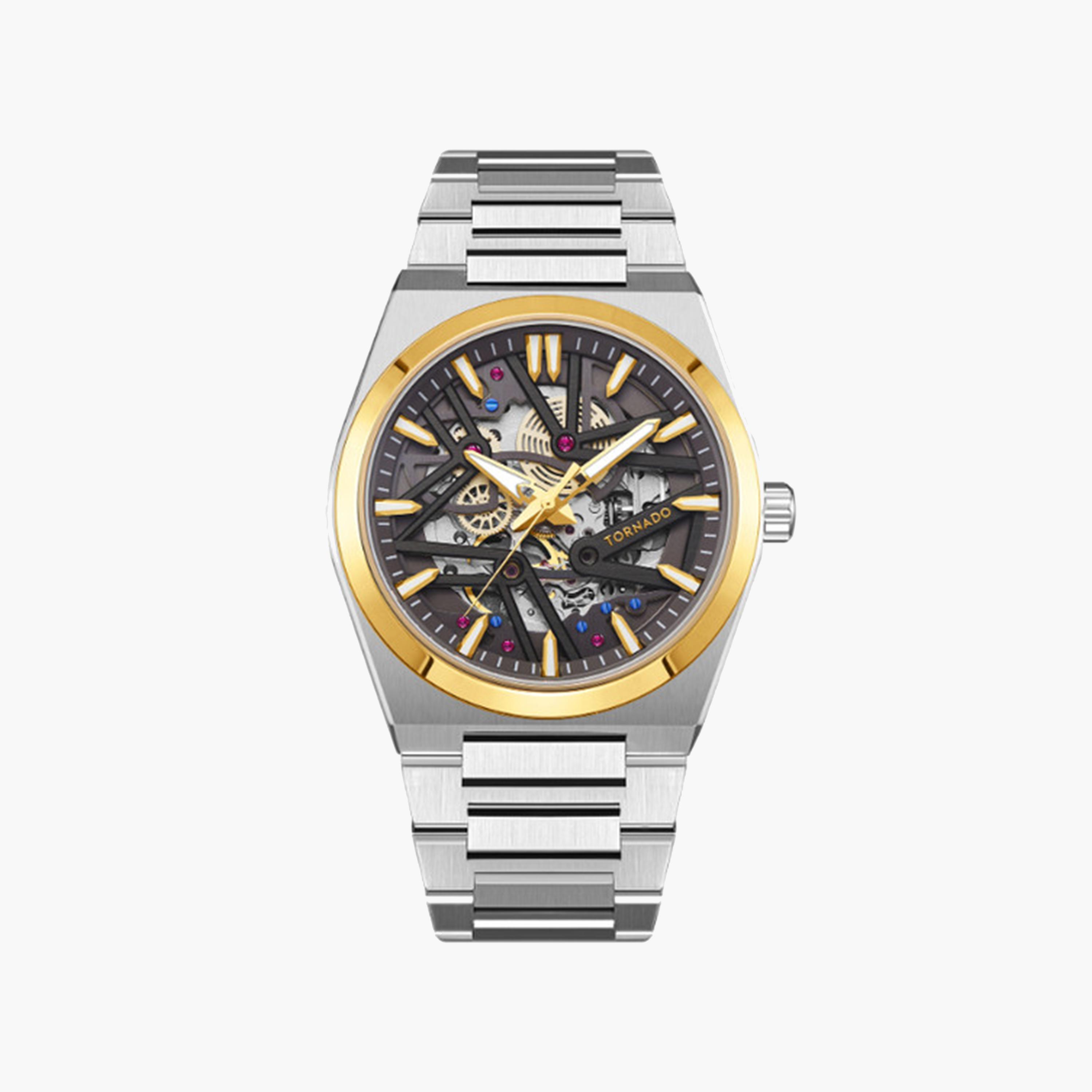 تورنيدو-  ساعة رجالية معدنية أوتوماتيكية بحزام فضي   43 مم | T24301-SBSXG-men-watchesandjewellery-watches-image-1