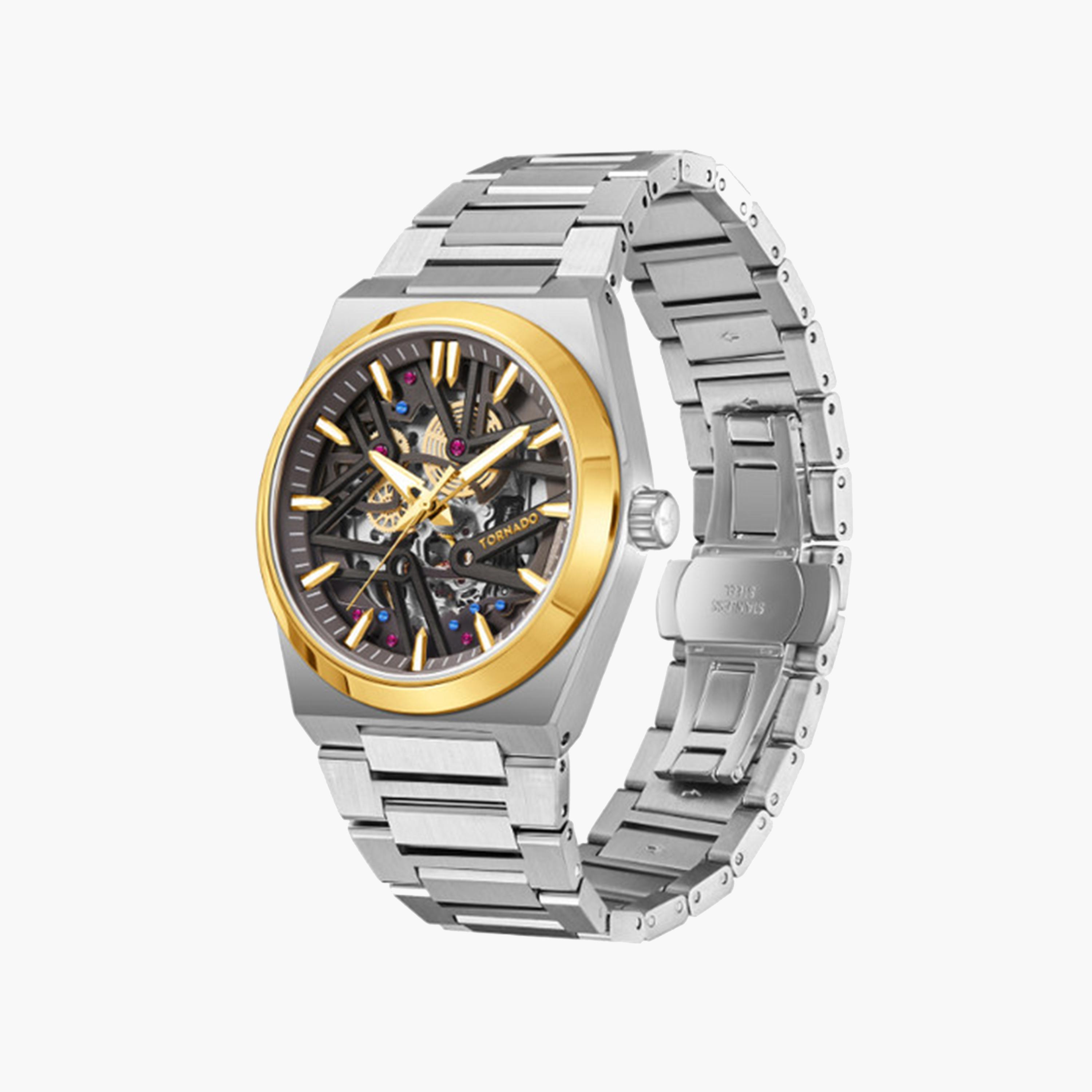 تورنيدو-  ساعة رجالية معدنية أوتوماتيكية بحزام فضي   43 مم | T24301-SBSXG-men-watchesandjewellery-watches-image-2