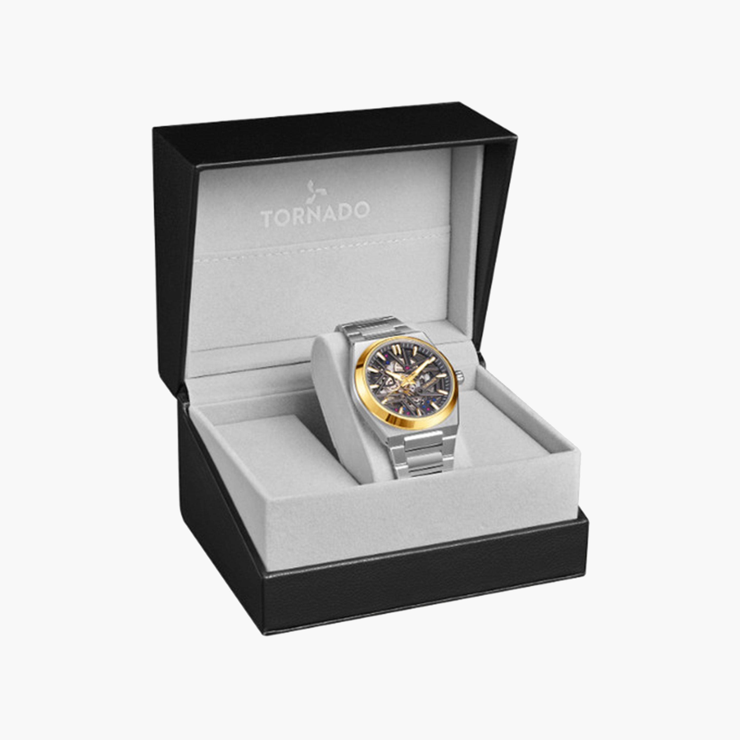 تورنيدو-  ساعة رجالية معدنية أوتوماتيكية بحزام فضي   43 مم | T24301-SBSXG-men-watchesandjewellery-watches-image-4