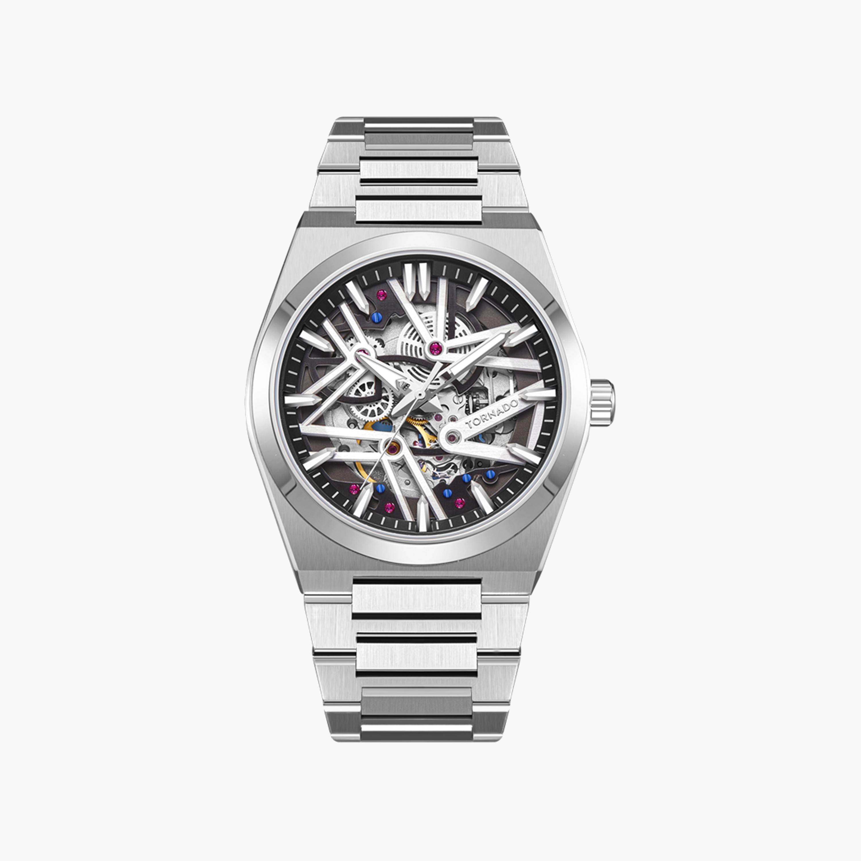 Tornado Men's 43 MM Silver Strap Automatic Metal Watch | T24301-SBSB-men-watchesandjewellery-watches-image-1