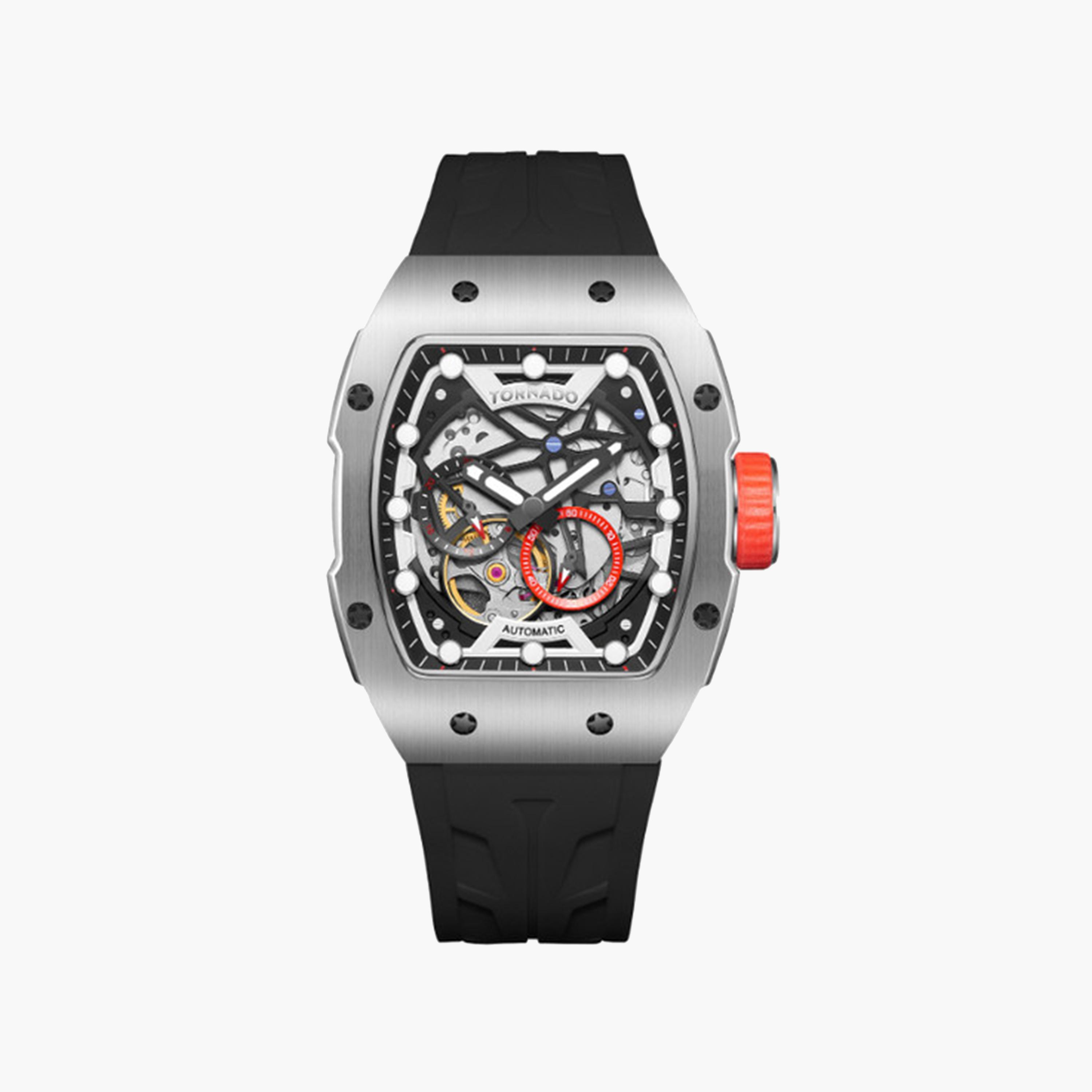 Tornado Men's 49 MM Black Strap Automatic Silicone Watch | T24302-SSBB-men-watchesandjewellery-watches-image-1