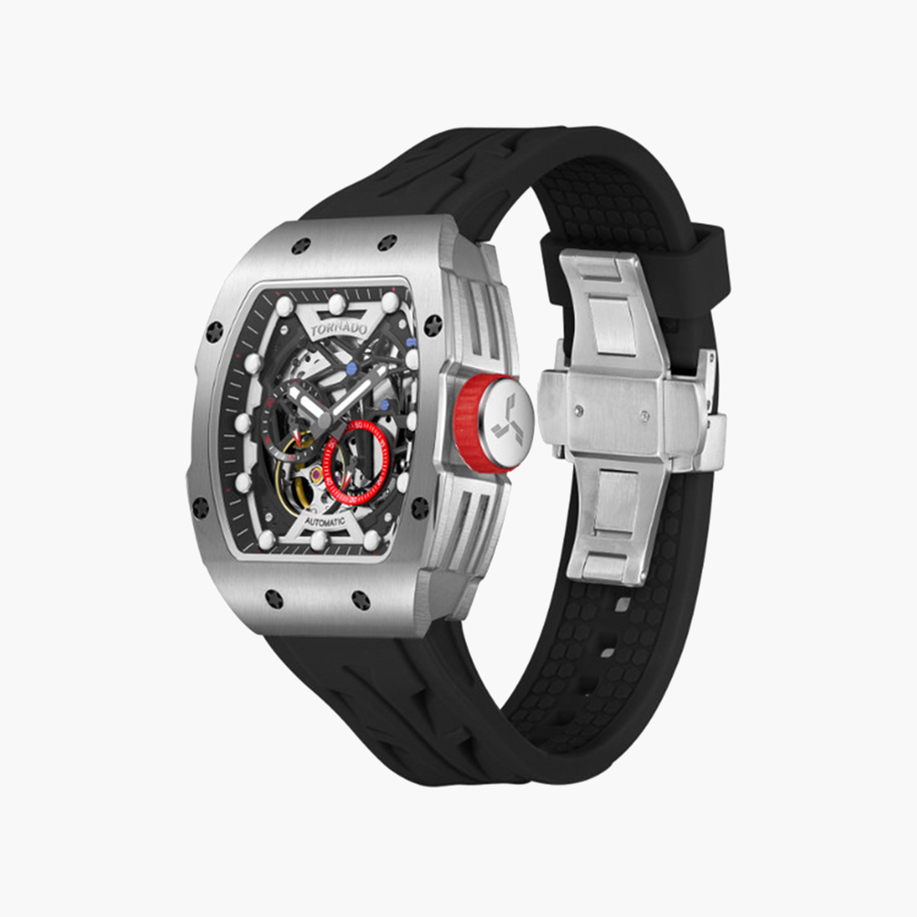 Tornado Men's 49 MM Black Strap Automatic Silicone Watch | T24302-SSBB-men-watchesandjewellery-watches-image-2