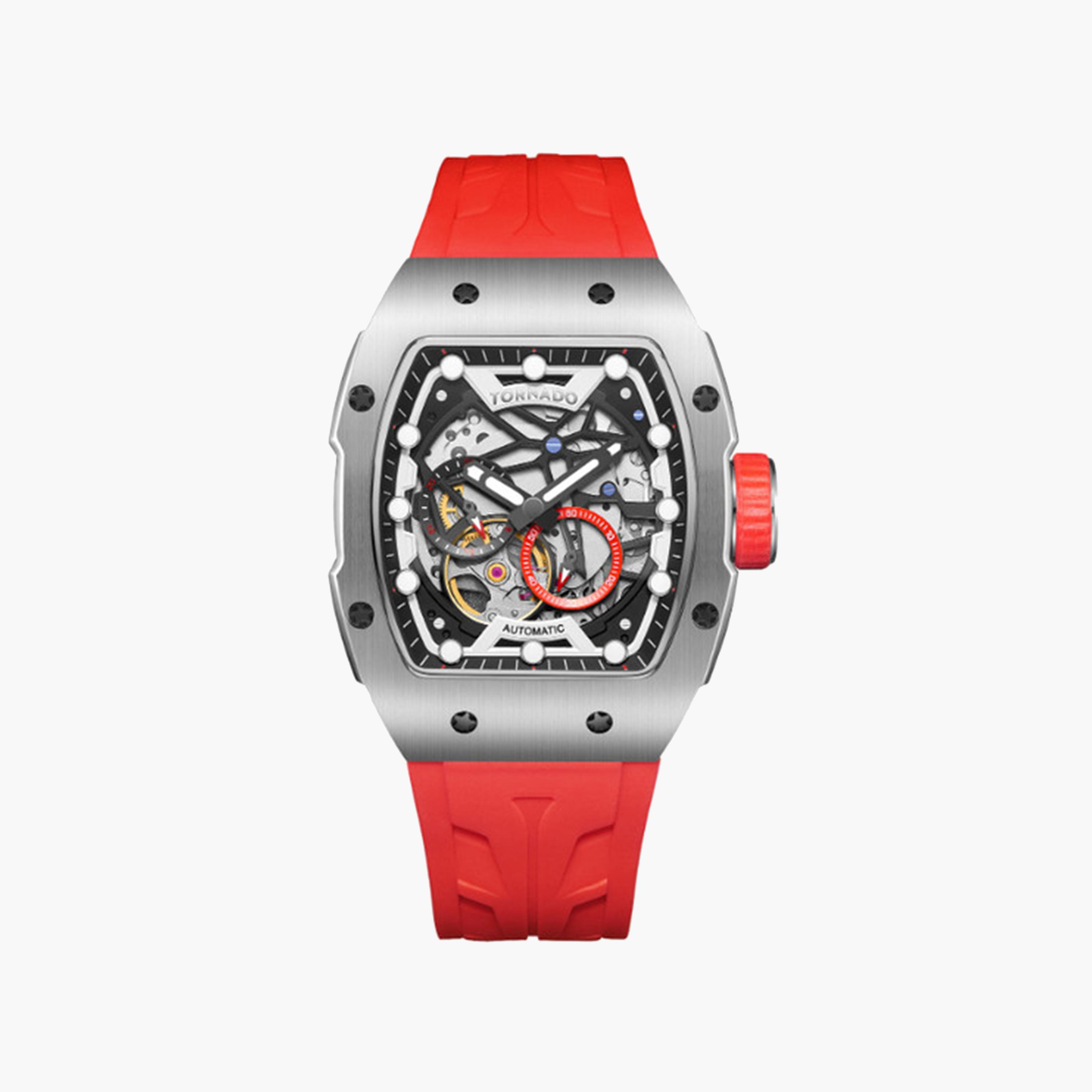 تورنيدو-  ساعة رجالية سيليكون أوتوماتيكية   بقطر 49 ملم وحزام أحمر | T24302-SSRB-men-watchesandjewellery-watches-image-1