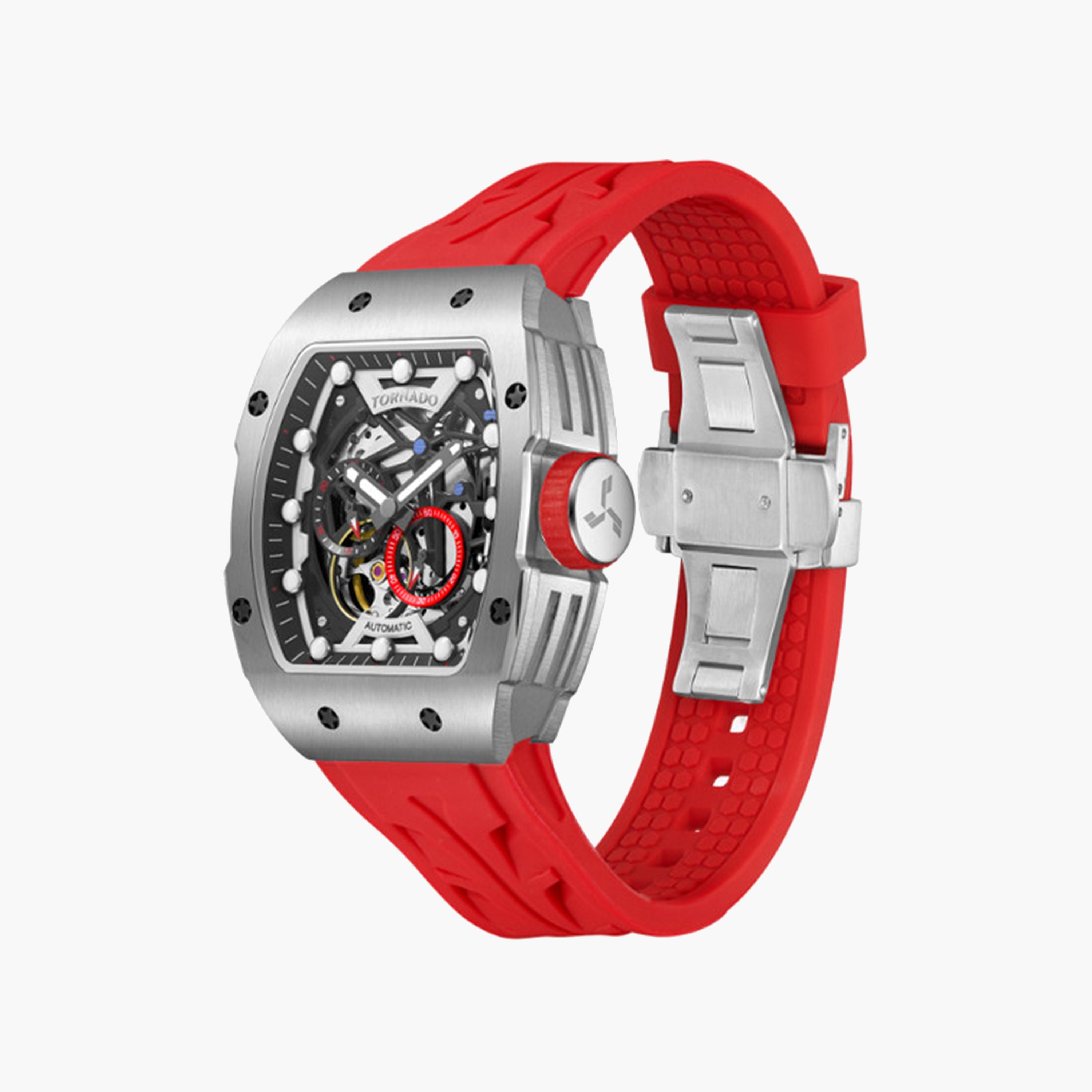تورنيدو-  ساعة رجالية سيليكون أوتوماتيكية   بقطر 49 ملم وحزام أحمر | T24302-SSRB-men-watchesandjewellery-watches-image-2