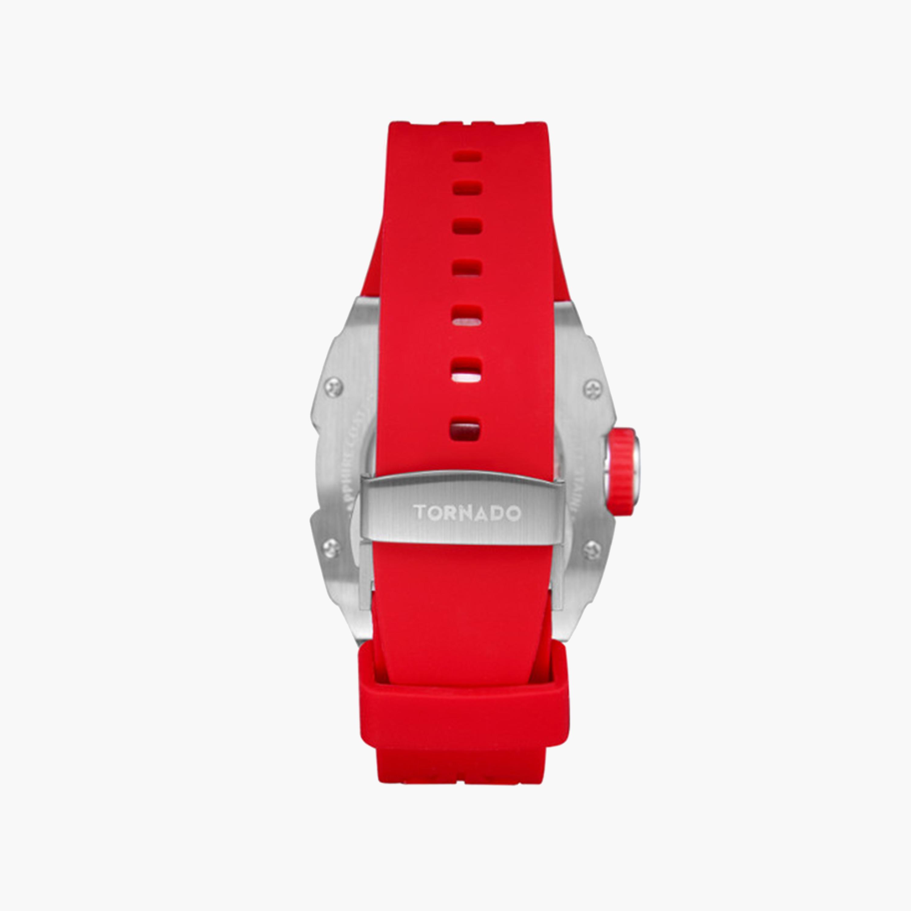 تورنيدو-  ساعة رجالية سيليكون أوتوماتيكية   بقطر 49 ملم وحزام أحمر | T24302-SSRB-men-watchesandjewellery-watches-image-3