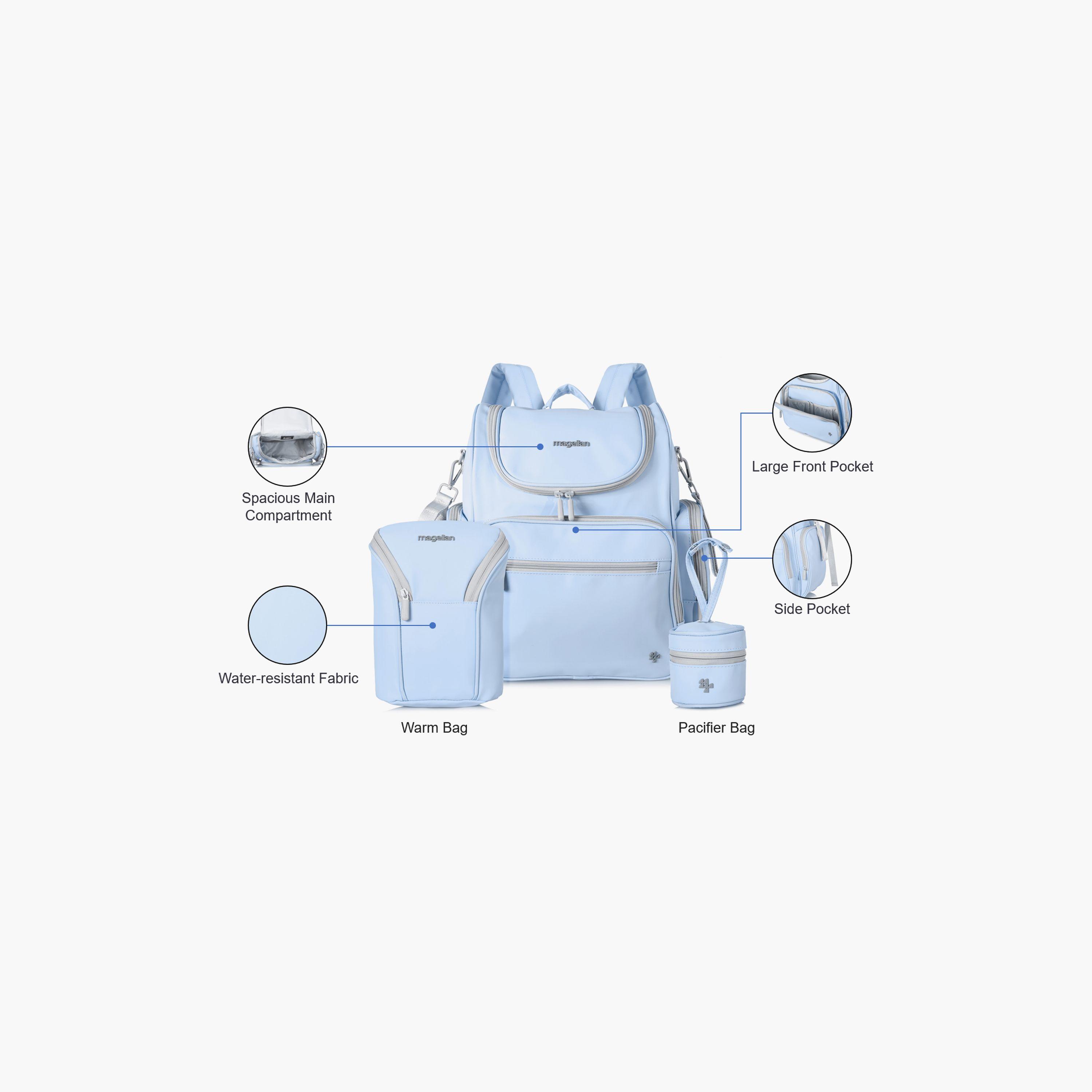ماجلان-  شنطة حفاضات مطبوعة بمقبض علوي مع سحاب وحزام قابل للتعديل | 199MA203/3P-baby-diapering-diaperbags-image-3