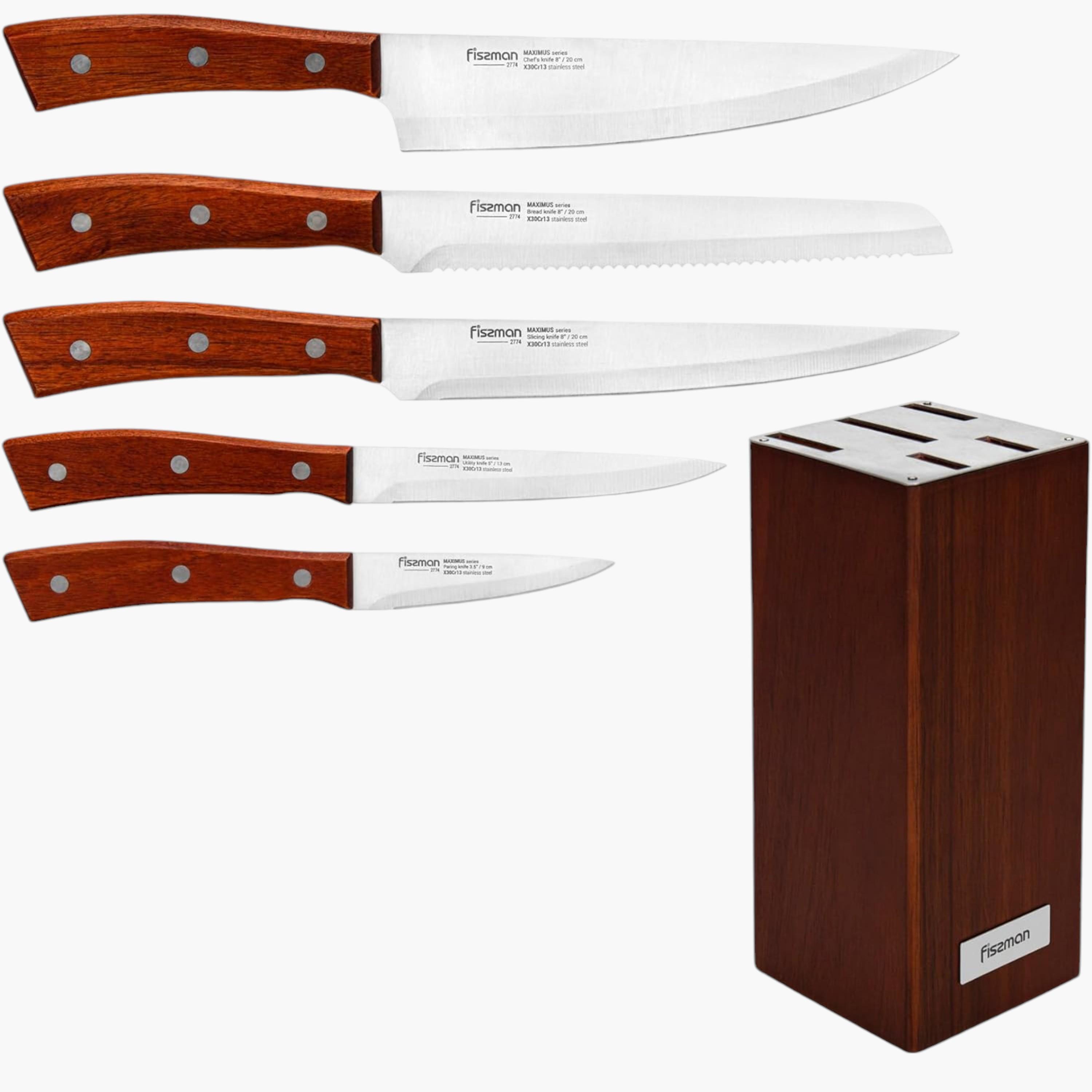 طقم سكاكين مطبخ ستانلس ستيل 6 قطع مع حامل باسكوال من فيسمان-household-kitchen-kitchentoolsandutensils-knives-image-2