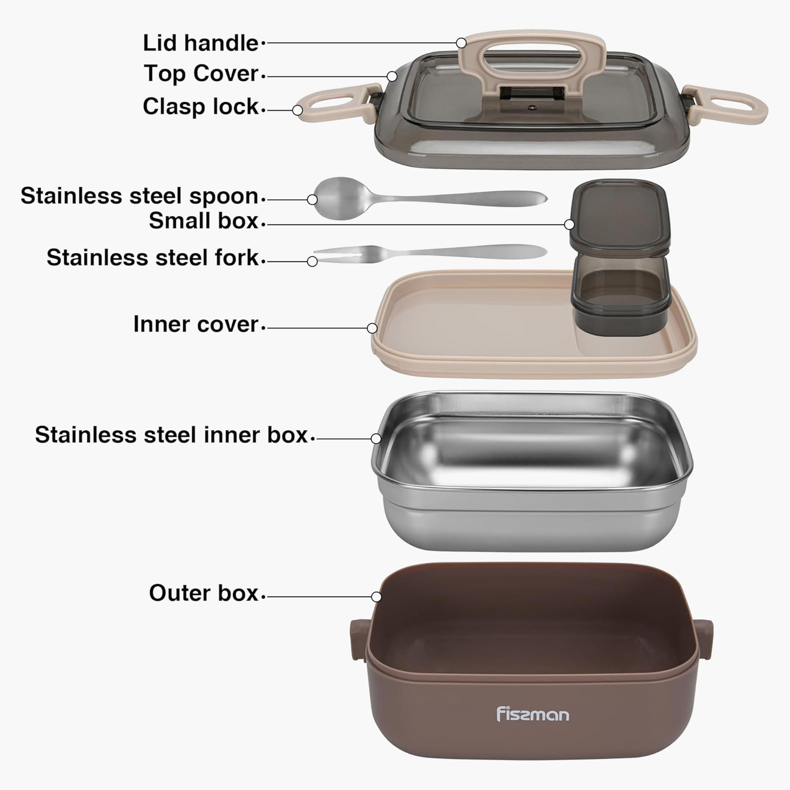 Fissman 4-Piece Stainless Steel Single Deck Lunch Box Set - 1 L-household-kitchen-foodstorage-containers-image-3