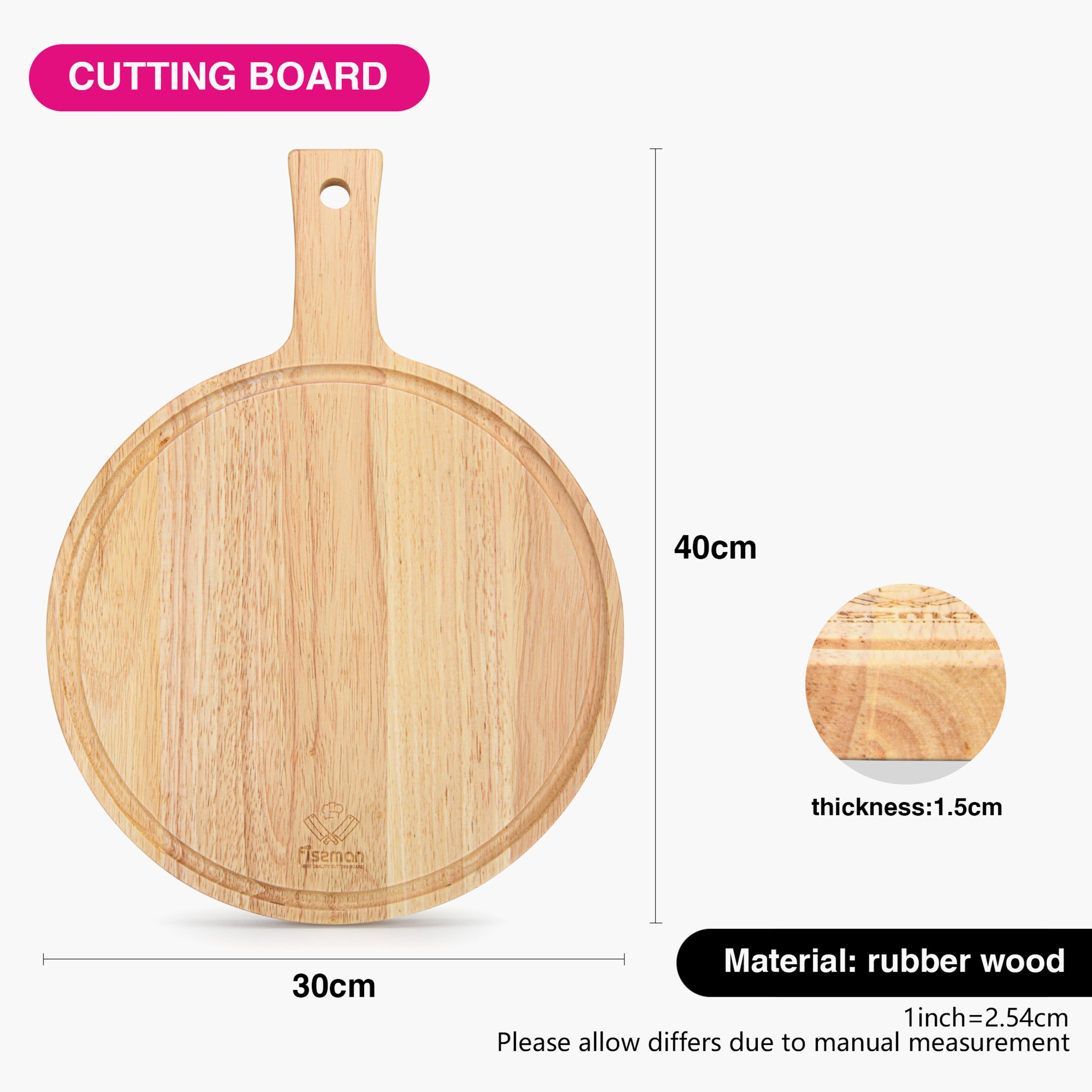 Fissman Rubber Wood Cutting Board with Handle - 40 cms-household-kitchen-kitchentoolsandutensils-cuttingboards-image-2