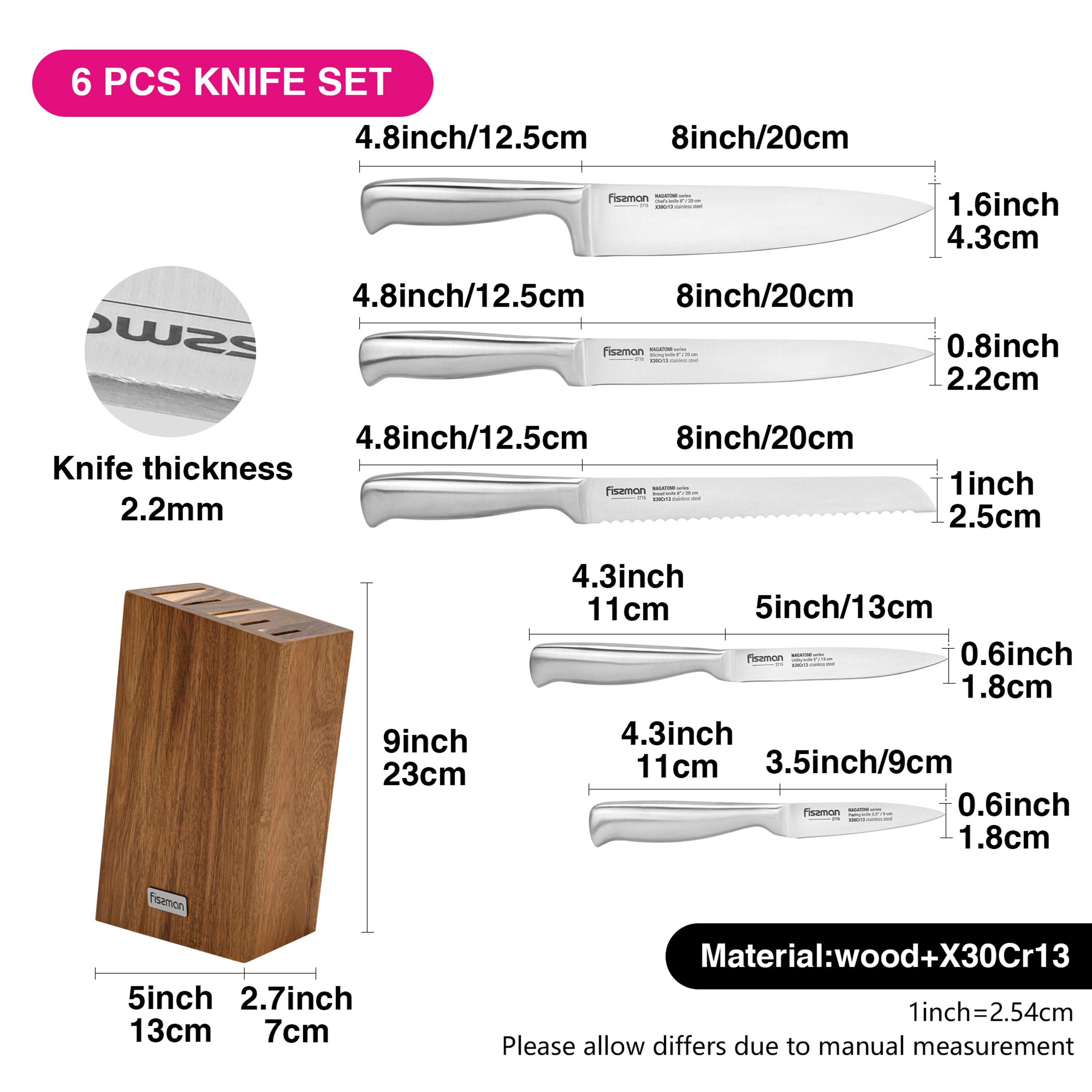 مجموعة سكاكين ستانليس سيتل 6 قطع مع حامل ناجاتومي من فيسمان-household-kitchen-kitchentoolsandutensils-knives-image-4