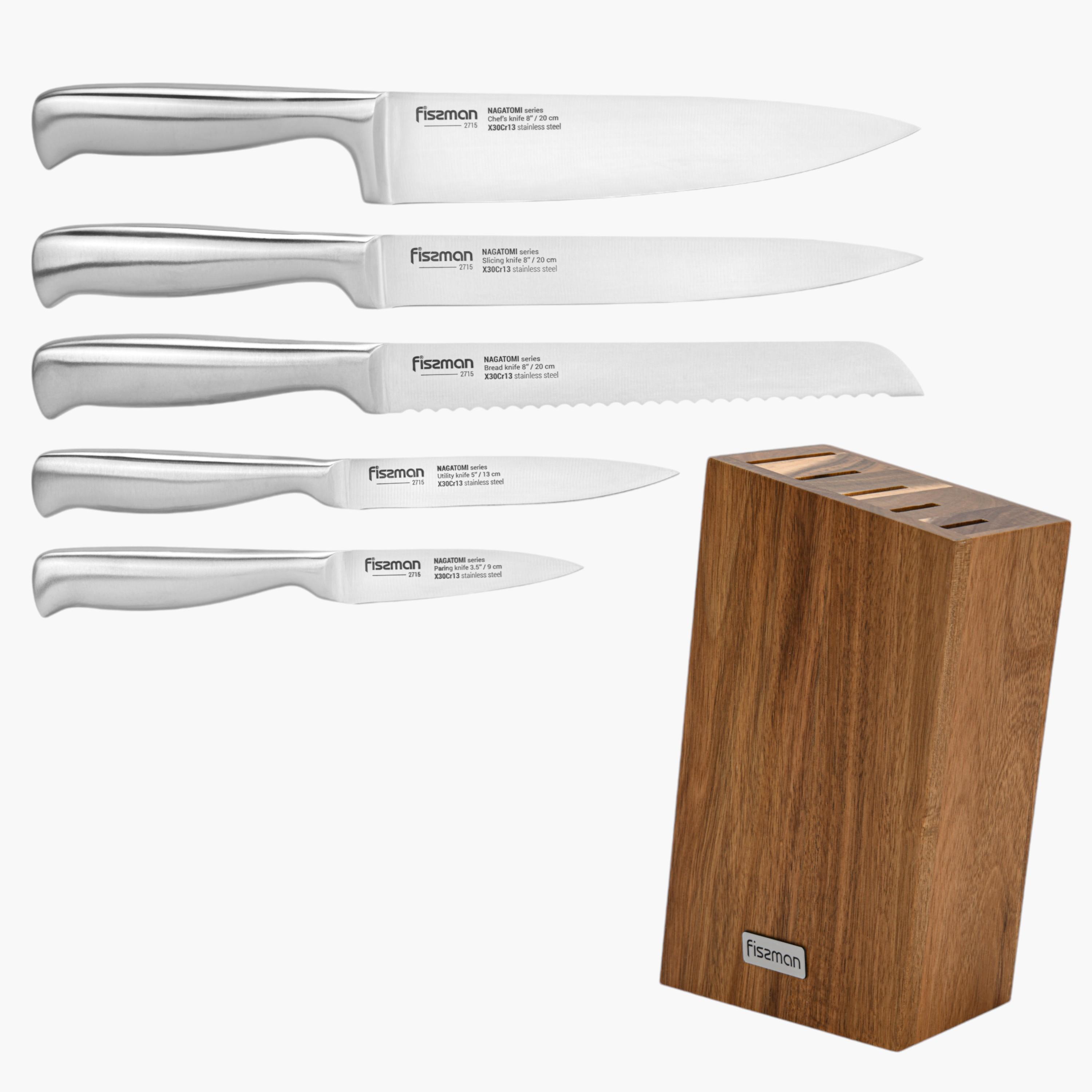 مجموعة سكاكين ستانليس سيتل 6 قطع مع حامل ناجاتومي من فيسمان-household-kitchen-kitchentoolsandutensils-knives-image-5