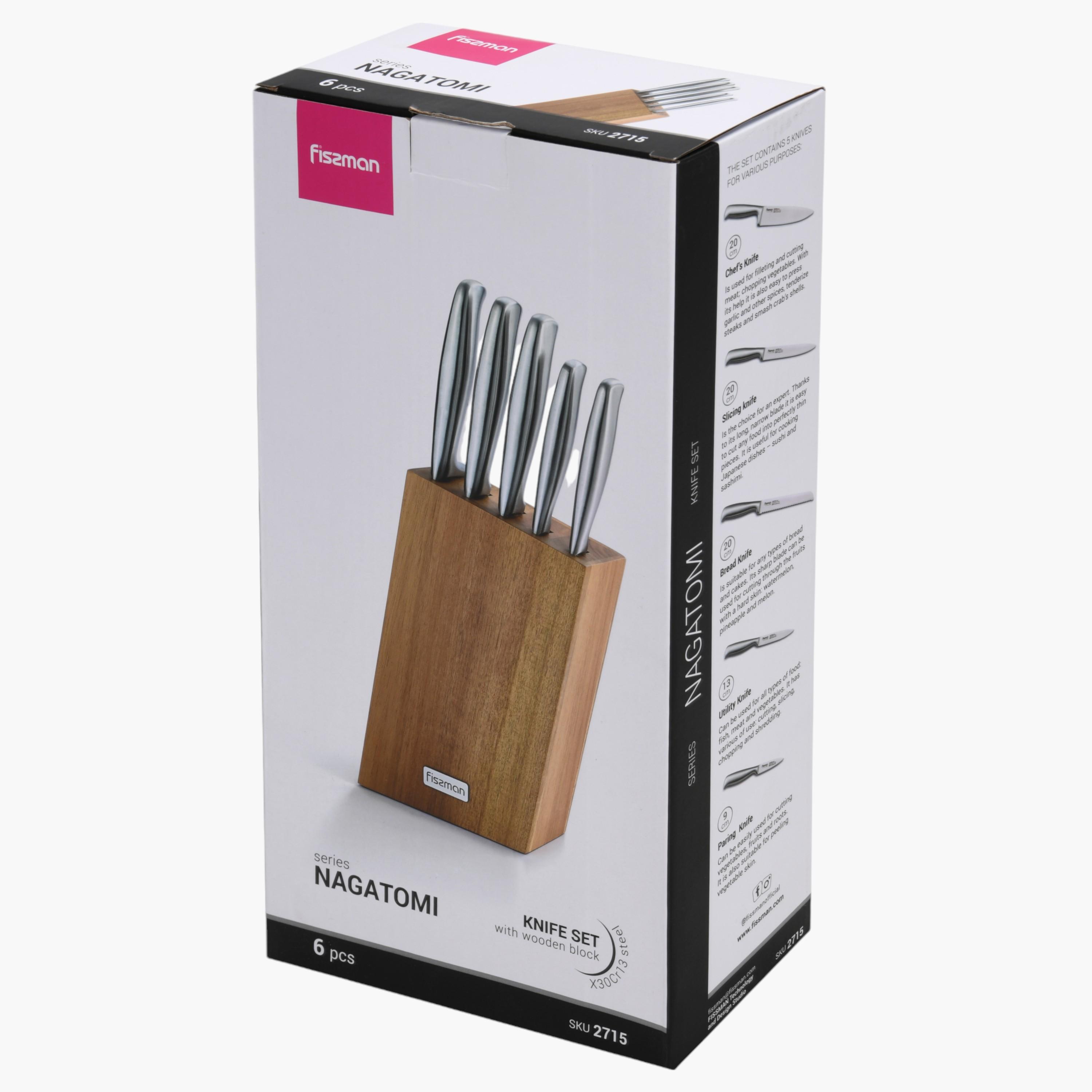 مجموعة سكاكين ستانليس سيتل 6 قطع مع حامل ناجاتومي من فيسمان-household-kitchen-kitchentoolsandutensils-knives-image-7