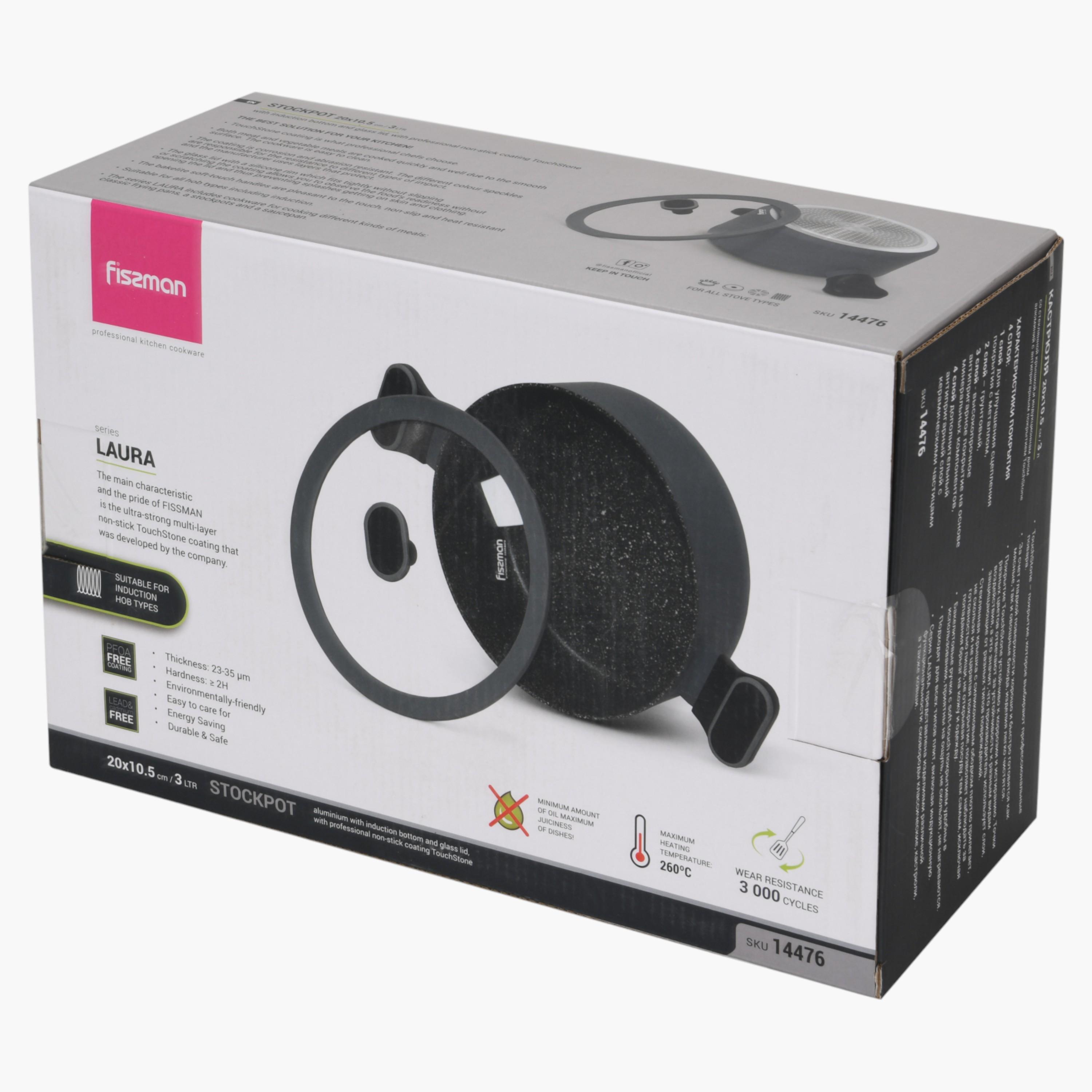Laura Aluminium Stockpot with Glass Lid - 3 L-household-kitchen-cookware-potsandpans-image-9