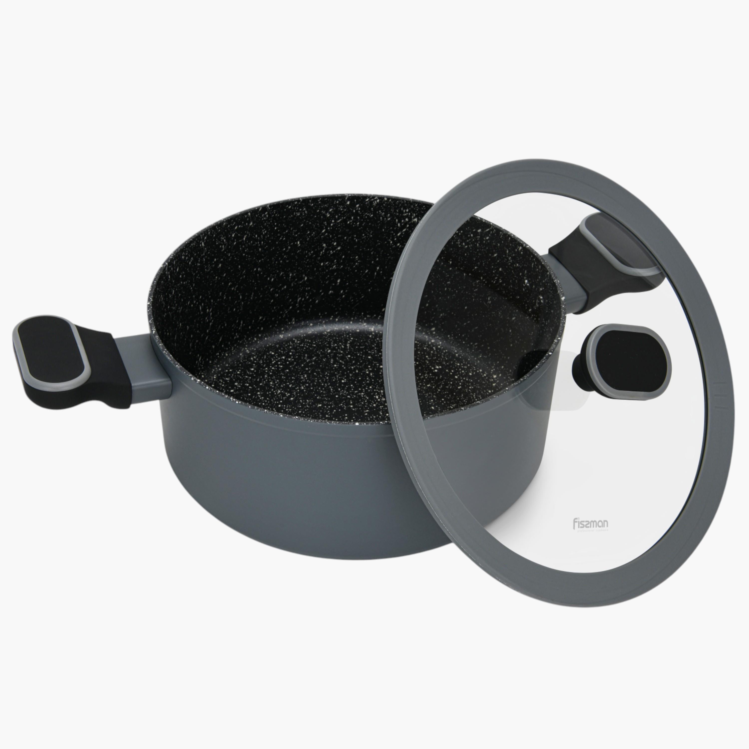 قدر حساء ألمونيوم غير لاصق مع غطاء زجاجي لاورا من فيسمان - 5 لتر-household-kitchen-cookware-potsandpans-image-1