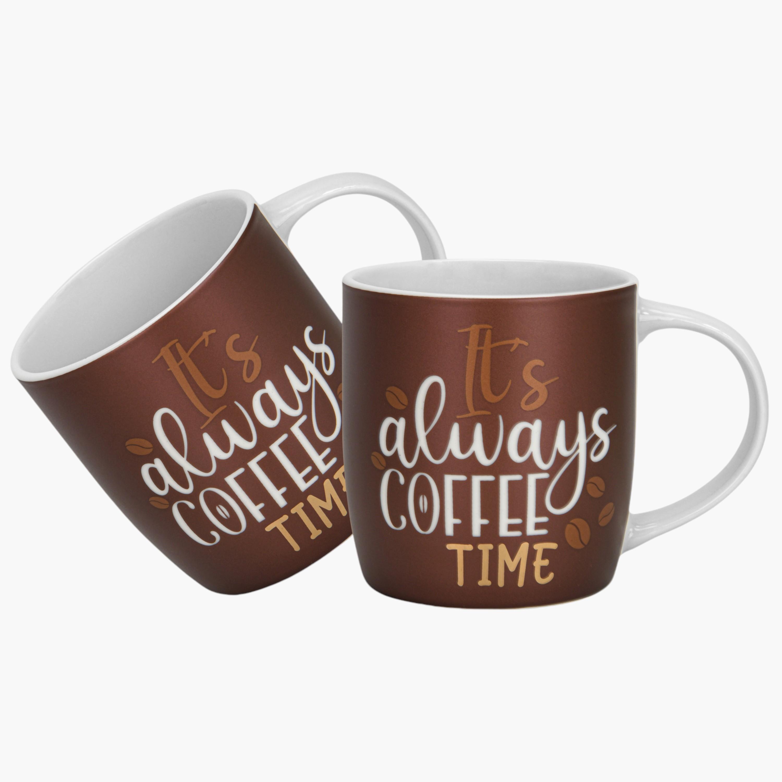 Typographic Print 2-Piece New Bone China Mug Set - 310 ml-household-dining-teaandcoffee-teaandcoffeesets-image-1