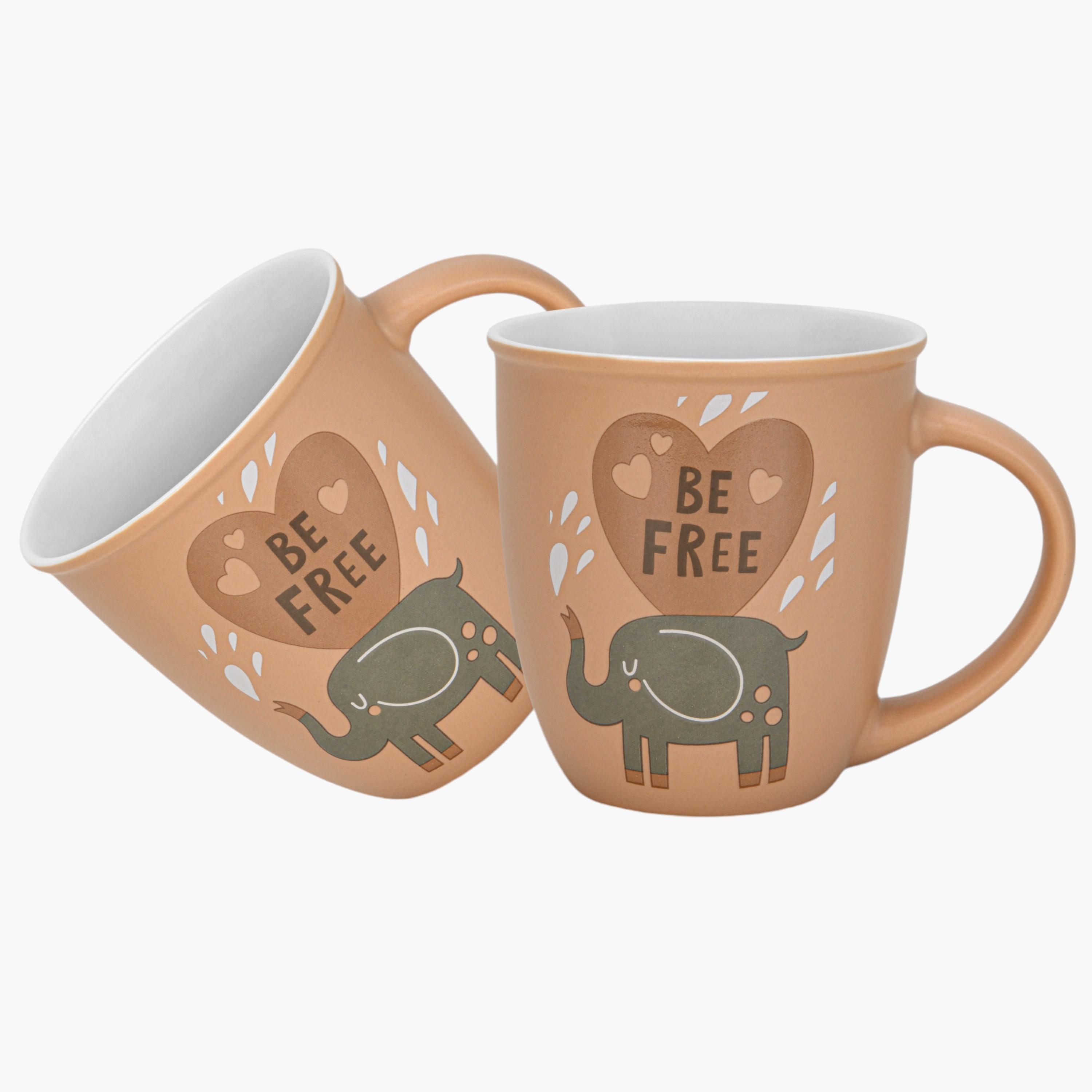 Elephant Print 2-Piece New Bone China Mug Set - 380 ml-household-dining-teaandcoffee-teaandcoffeesets-image-1