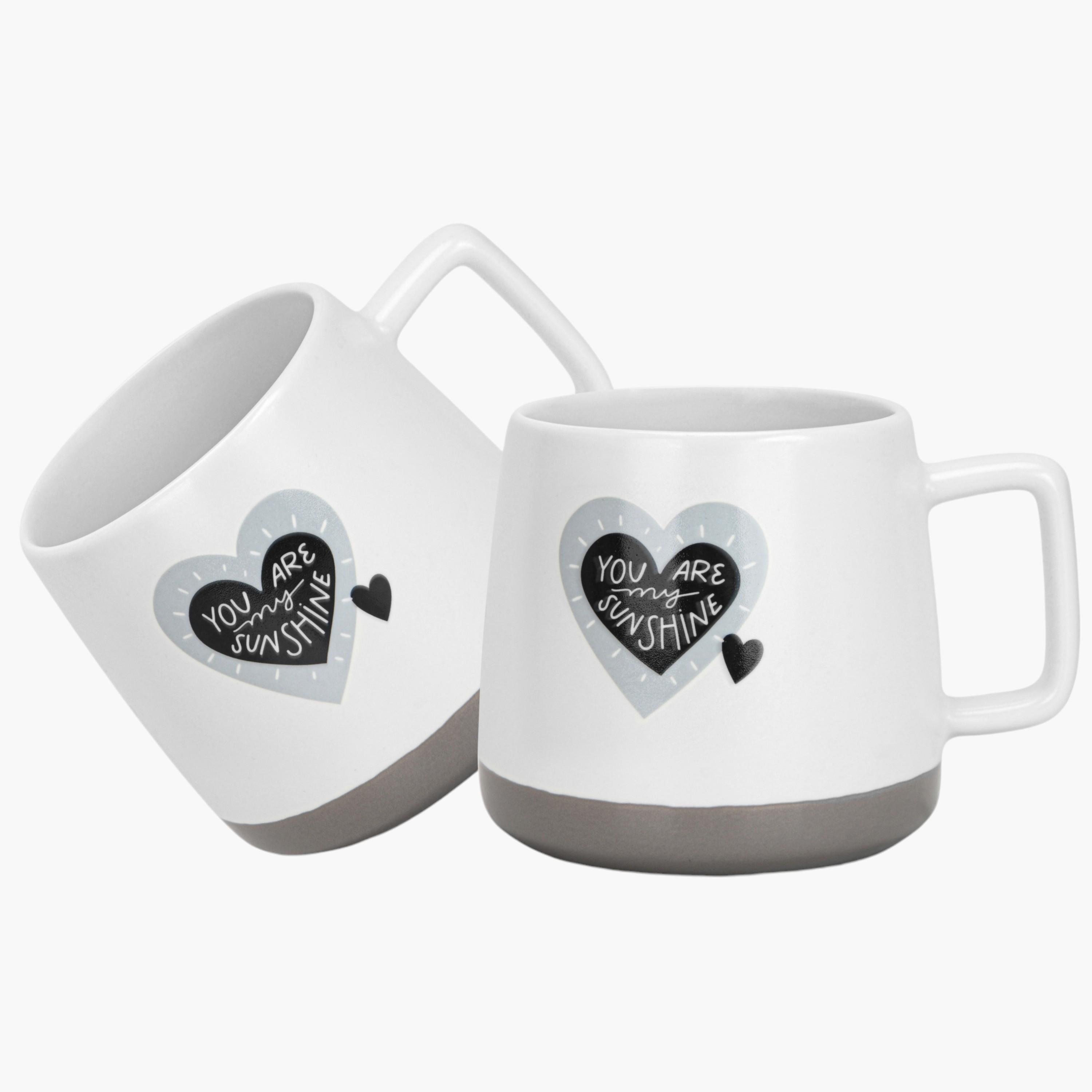 Heart Print 2-Piece New Bone China Mug Set - 400 ml-household-dining-teaandcoffee-teaandcoffeesets-image-1