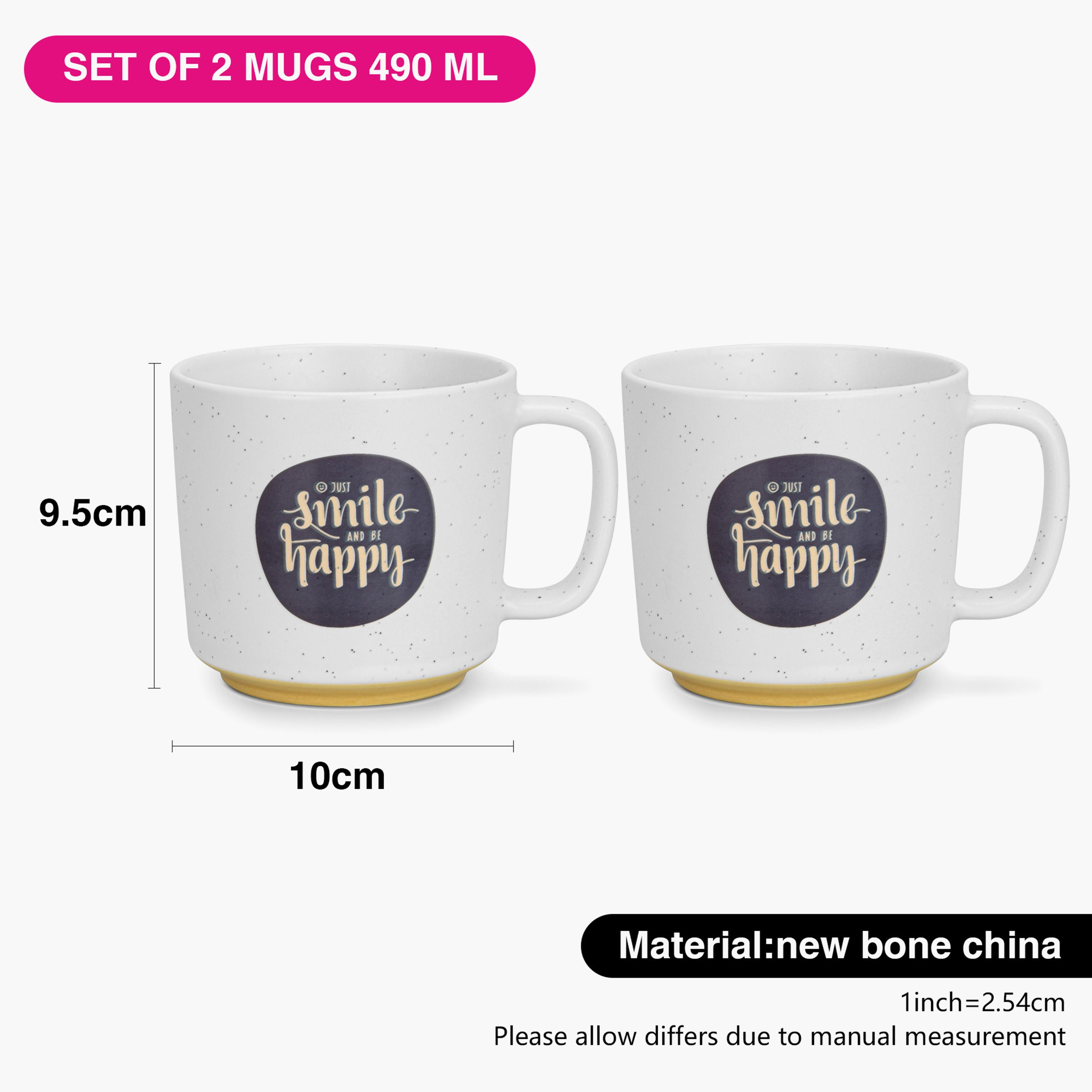 Fissman 2-Piece Slogan Print New Bone China Mug Set - 490 ml-household-dining-teaandcoffee-teaandcoffeesets-image-2