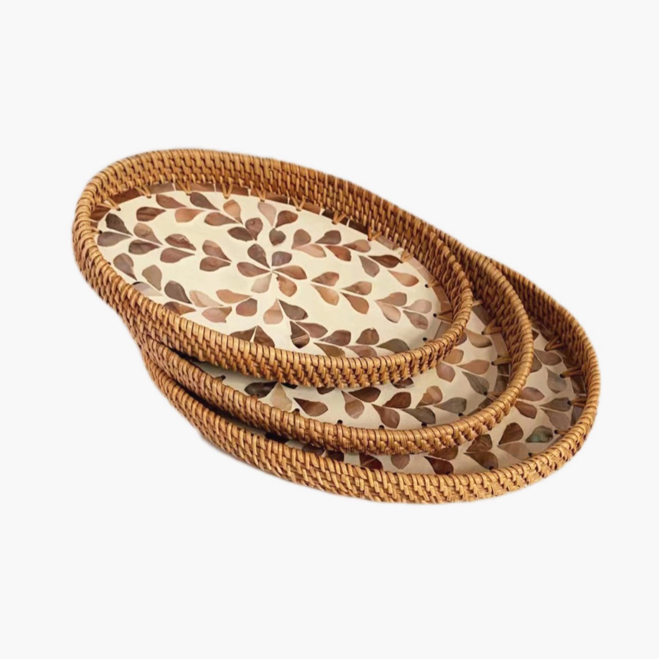 Quesera Rattan Serving Tray - Set of 3