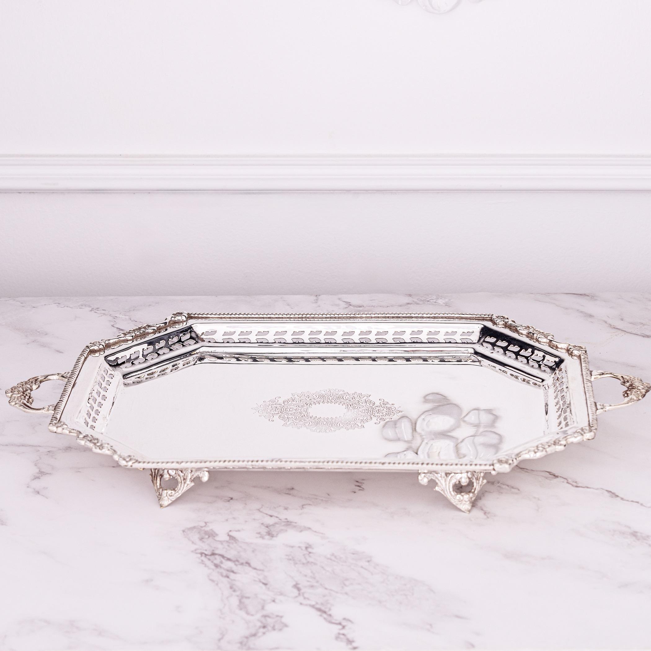 Quesera Detailed Embossed Antique Accent Brass Serving Tray
