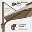 Wooden Twist Sunshade Aluminium Garden Water Base Umbrella - 300x300 cm-InfluencerCodes_Ramadan26_All_20012026-image-4