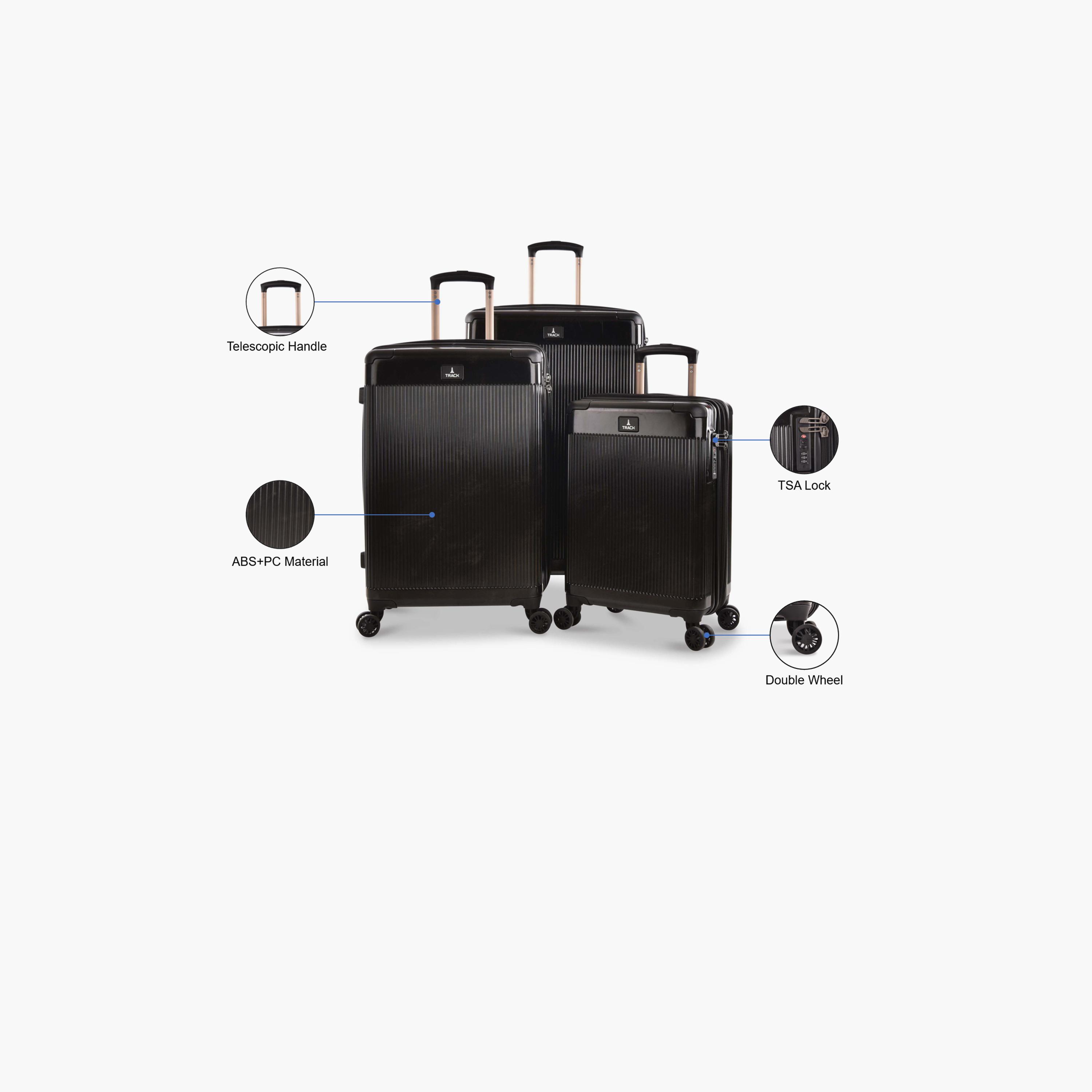 Track Set of 3 Polycarbonate and ABS Hardcase 4-Wheeler Spinner Luggage Bags with TSA Lock | L22070/3P-travel-luggagesandbags-luggage-image-2