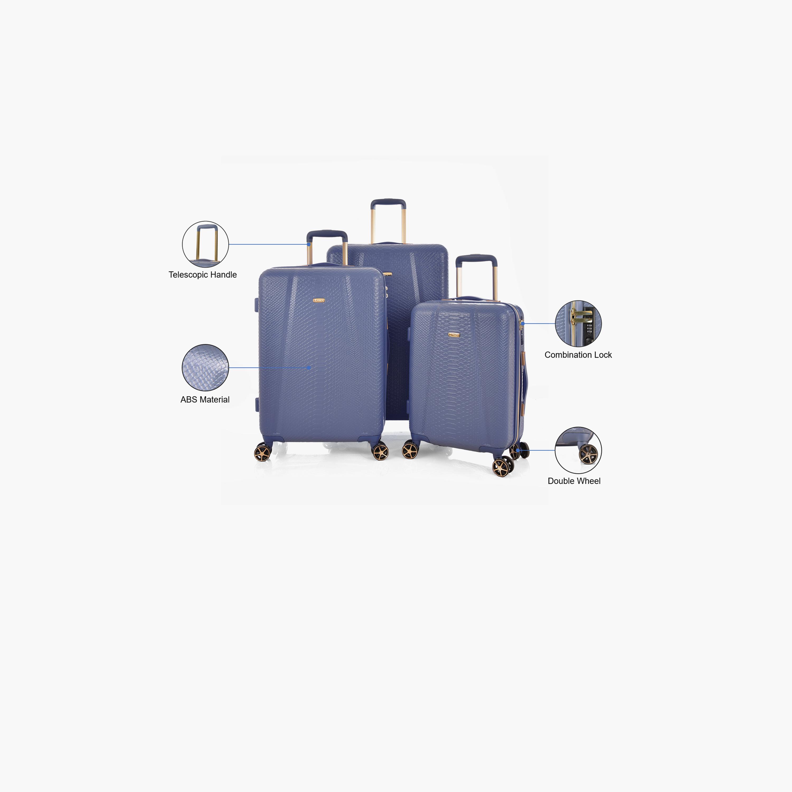 Track Set of 3 ABS Hardcase 4-Wheeler Spinner Luggage Bags with Combination Lock | 2412S/3P-travel-luggagesandbags-luggage-image-2