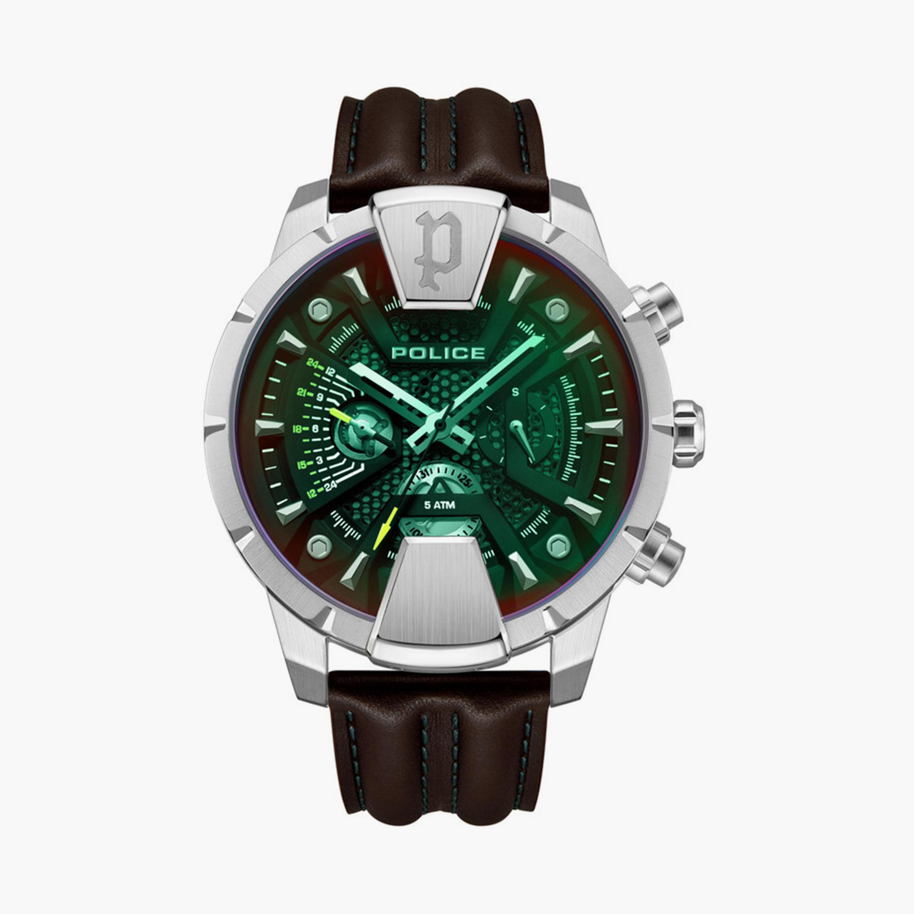 بوليس-  ساعة كرونوغراف جلدي بني للرجال 45 مم | PEWJF2203705-men-watchesandjewellery-watches-image-1