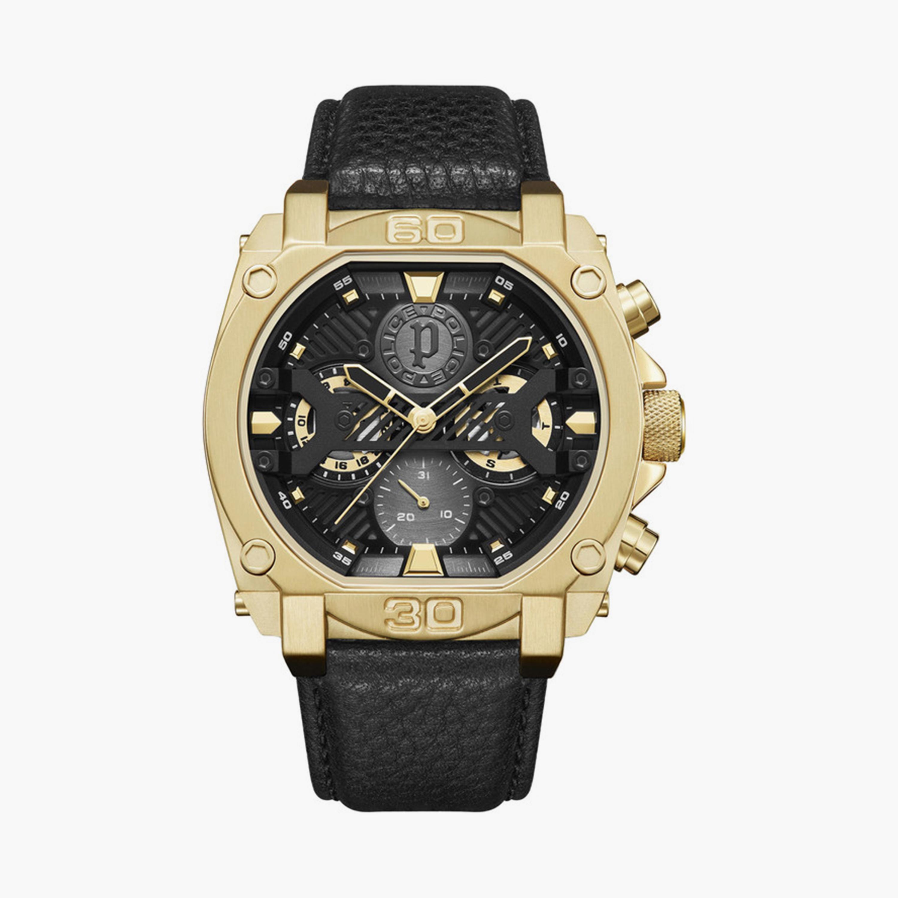 Police Men's 45 MM Black Chronograph Leather Strap Watch | PEWJF2226801-men-watchesandjewellery-watches-image-1