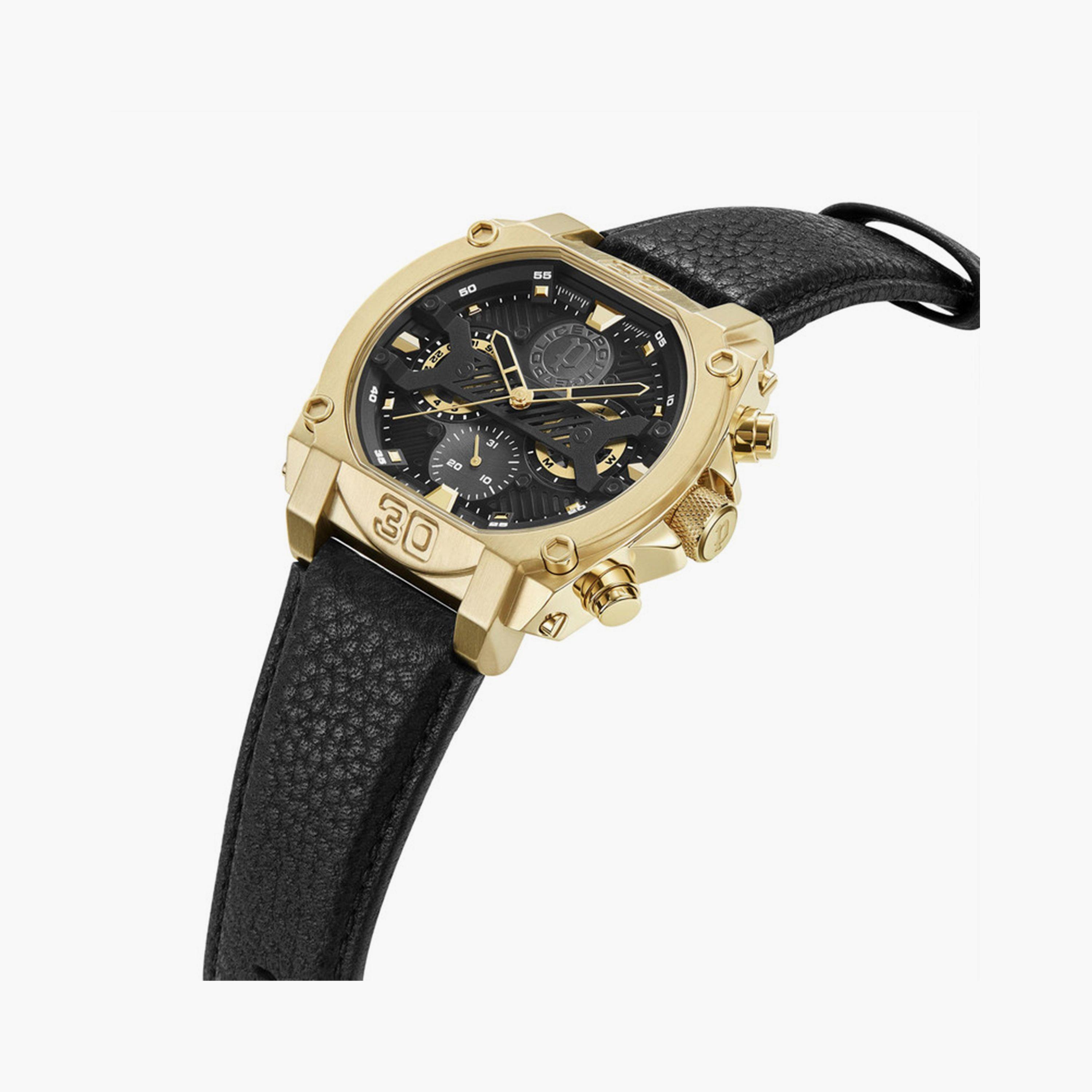 Police Men's 45 MM Black Chronograph Leather Strap Watch | PEWJF2226801-men-watchesandjewellery-watches-image-2