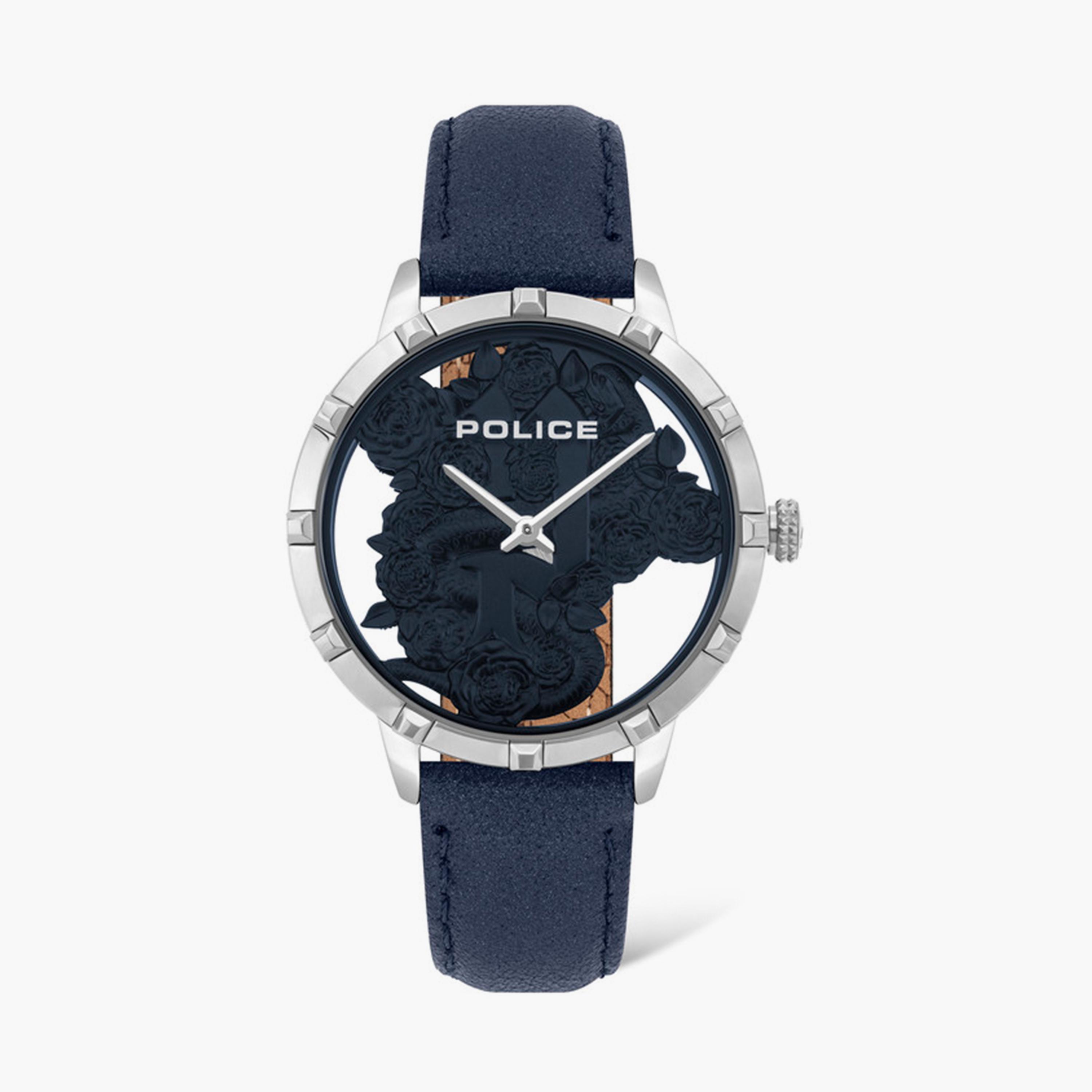 بوليس-  ساعة نسائية من الجلد بقطر 42 ملم باللون الأزرق | P 16041MS-03-women-watchesandjewellery-watches-image-1