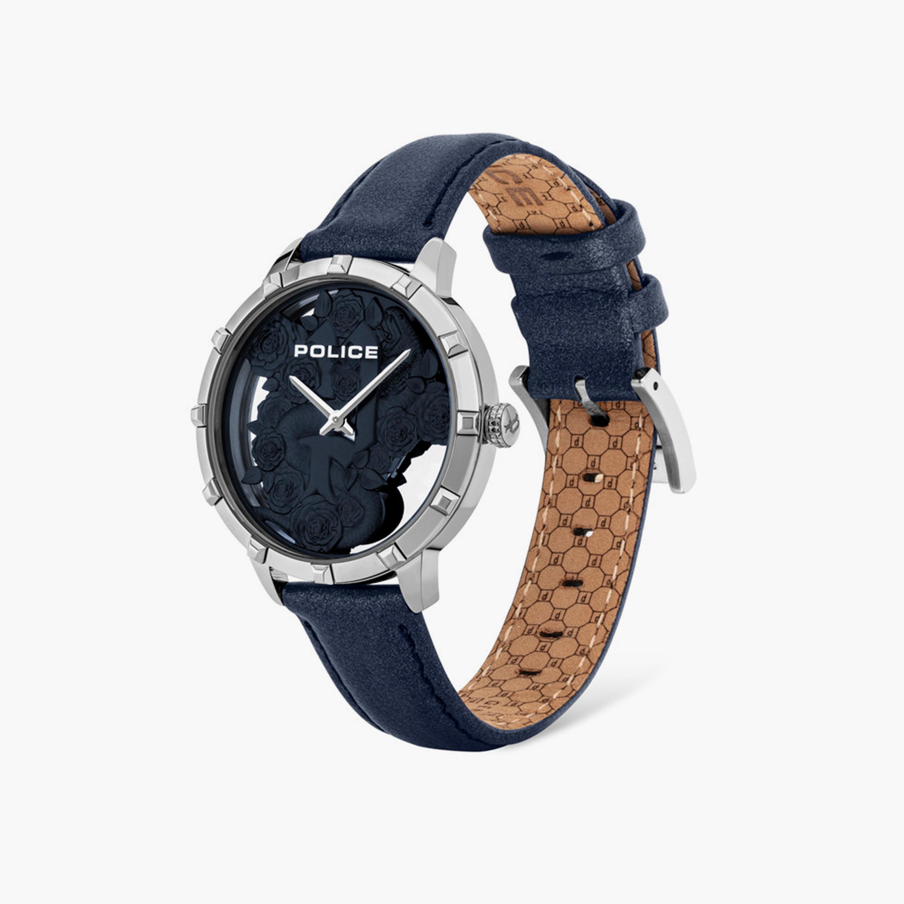 بوليس-  ساعة نسائية من الجلد بقطر 42 ملم باللون الأزرق | P 16041MS-03-women-watchesandjewellery-watches-image-3