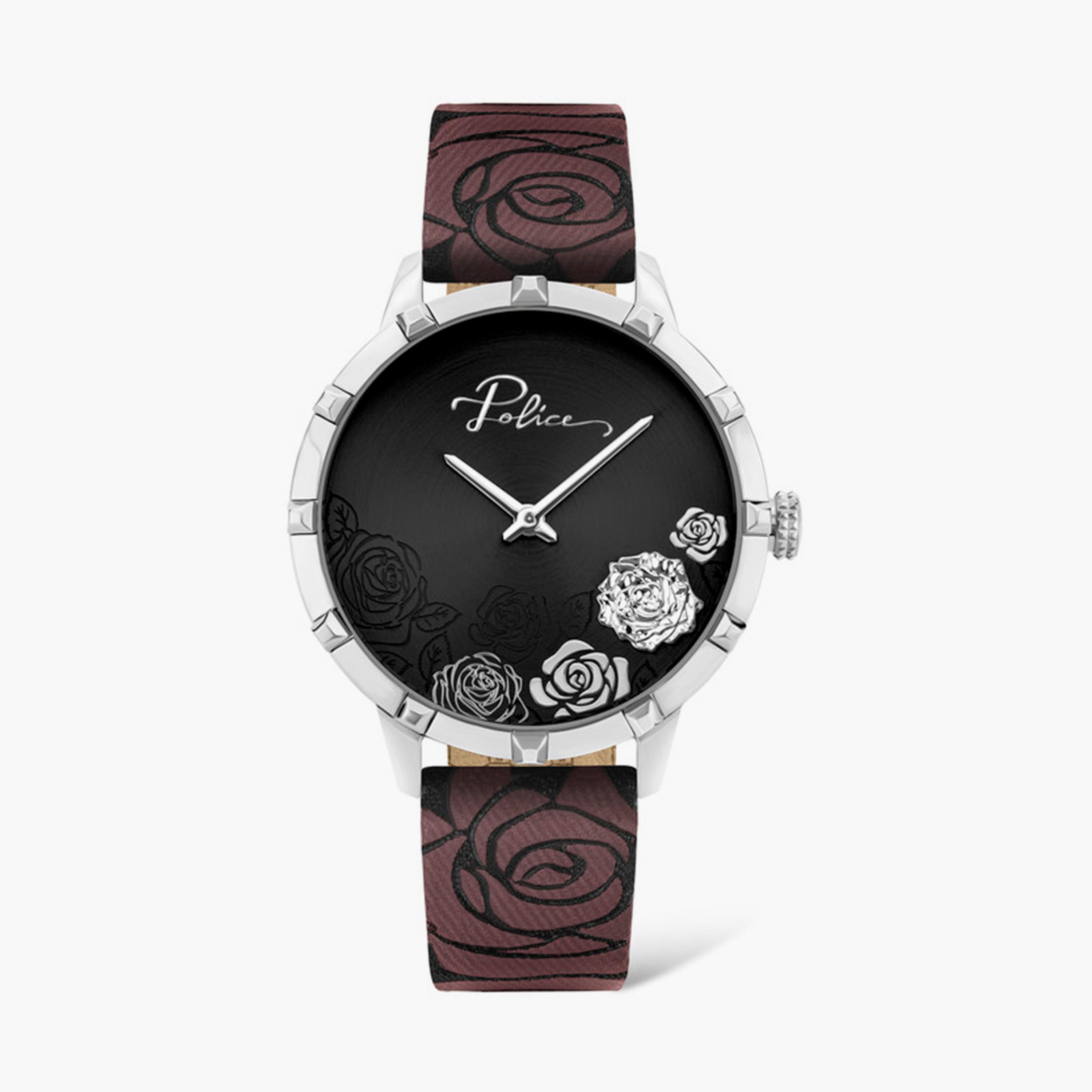 بوليس-  ساعة نسائية من الجلد بقطر 36 ملم باللون الأحمر | P 16040MS-02-women-watchesandjewellery-watches-image-1