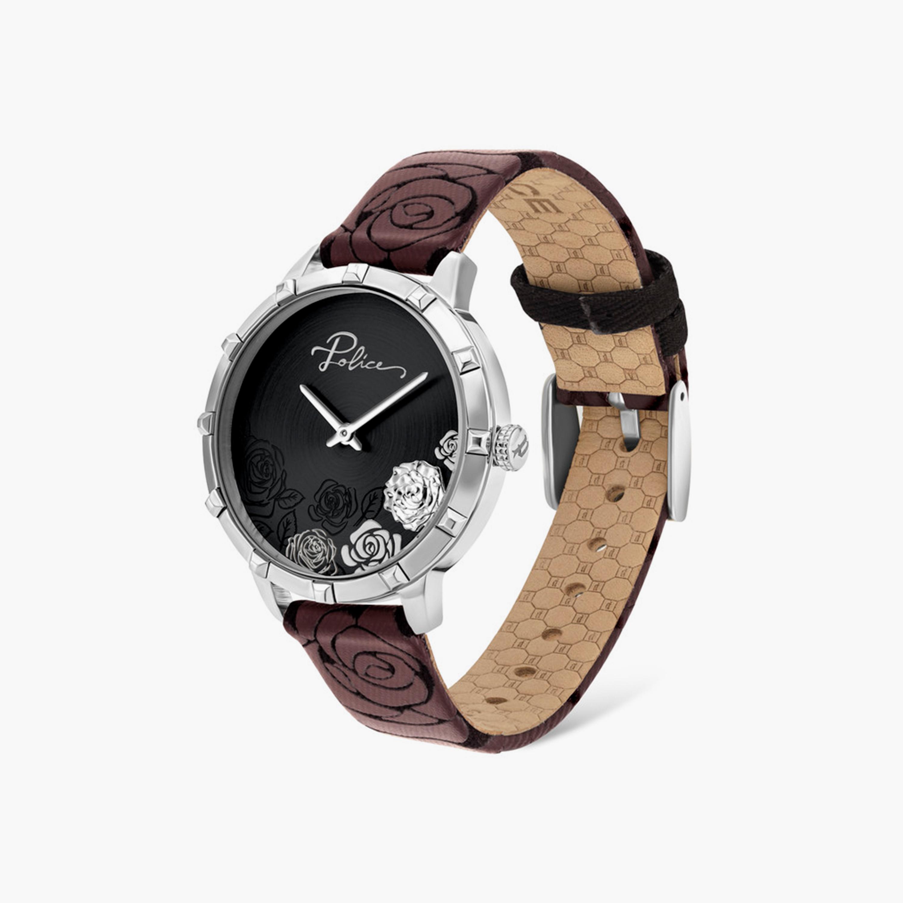 بوليس-  ساعة نسائية من الجلد بقطر 36 ملم باللون الأحمر | P 16040MS-02-women-watchesandjewellery-watches-image-2