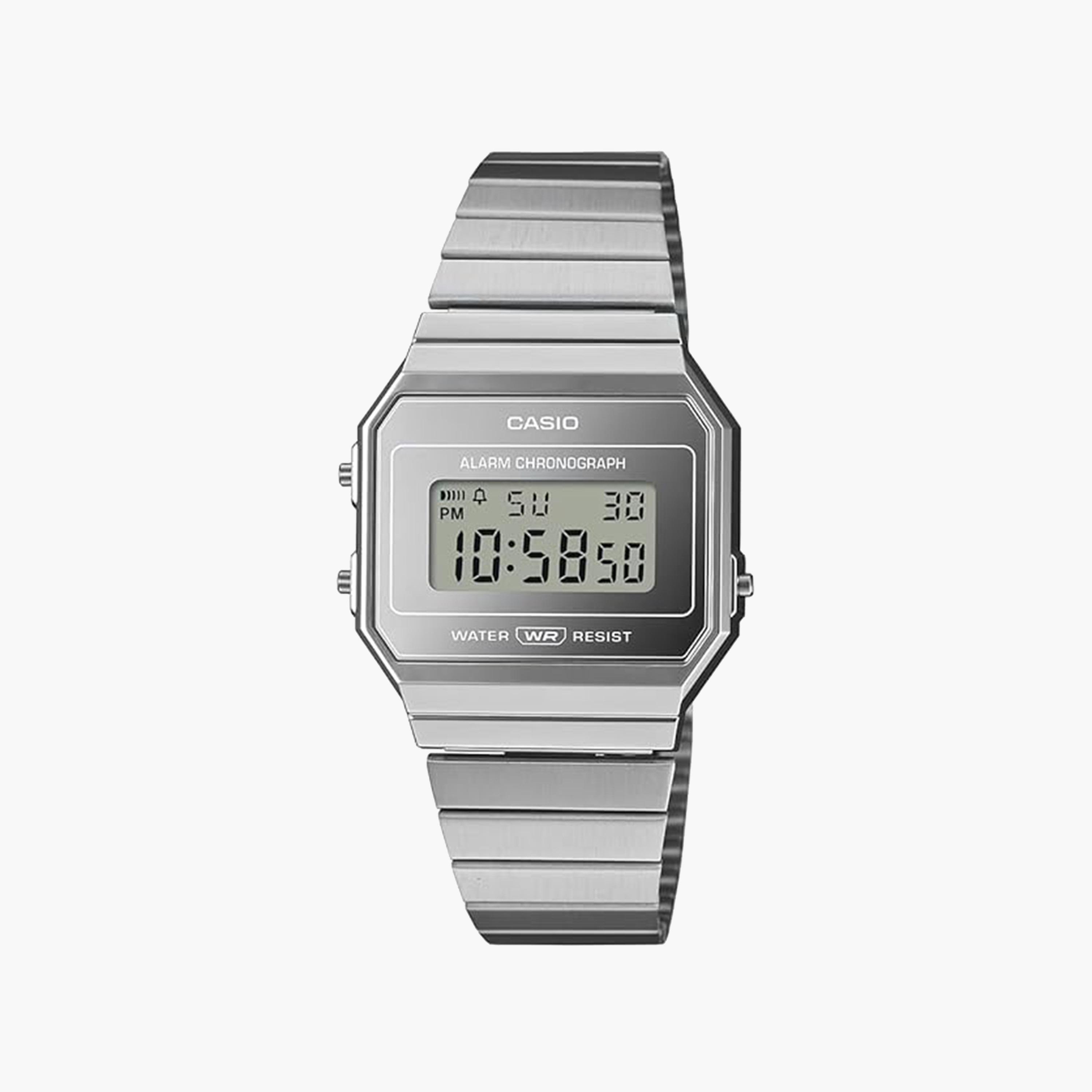 ساعة يد كاسيو للرجال 36 ملم فضي بسوار رقمي من الفولاذ المقاوم للصدأ | A700WEV-7ADF-men-watchesandjewellery-watches-image-1