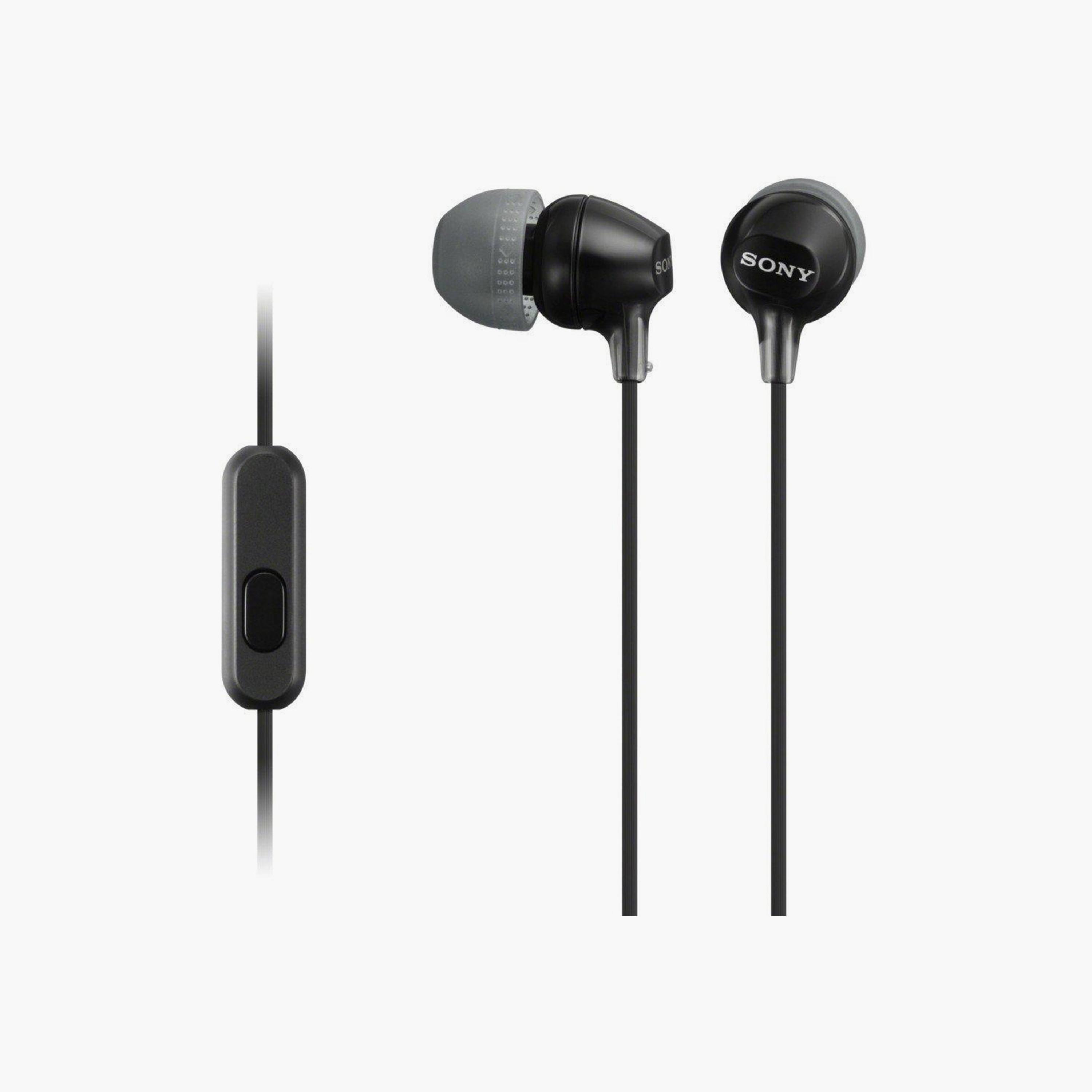 سماعة رأس سلكية داخلية من سوني EX مع ميكروفون باللون الأسود | MDR-EX15AP-BLK-electronics-headphonesandearphones-image-1