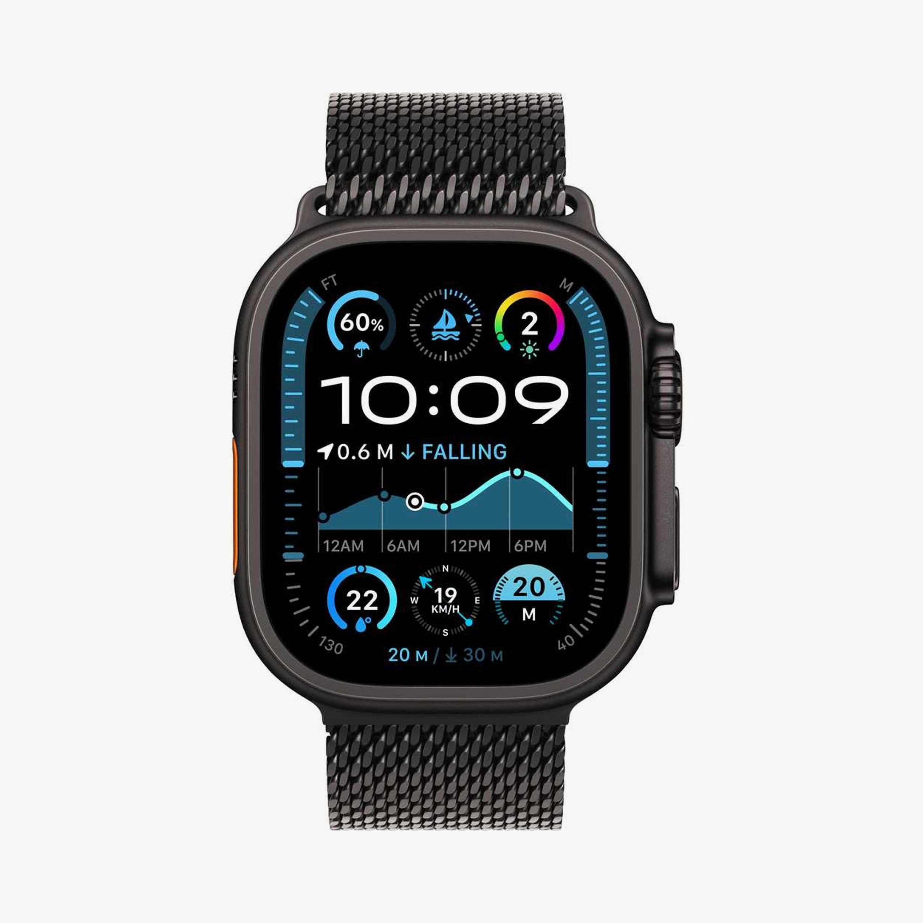 ساعة Apple Watch Ultra 2 بنظام تحديد المواقع + شبكة خلوية، هيكل من التيتانيوم الأسود مقاس 49 ملم مع حزام ميلانو من التيتانيوم الأسود-electronics-smartwatches-image-2
