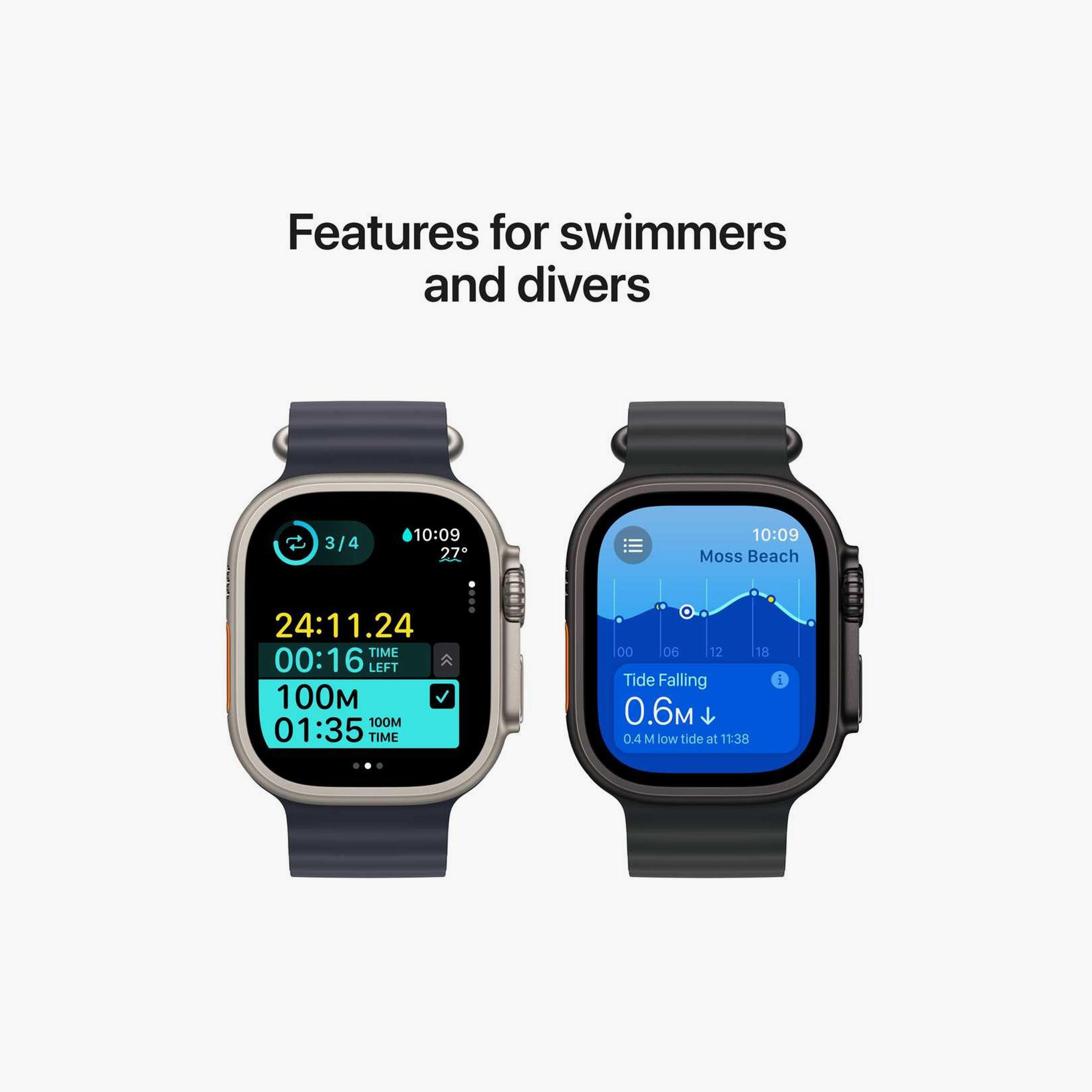 ساعة Apple Watch Ultra 2 بنظام تحديد المواقع + شبكة خلوية، هيكل من التيتانيوم الأسود مقاس 49 ملم مع حزام ميلانو من التيتانيوم الأسود-electronics-smartwatches-image-4