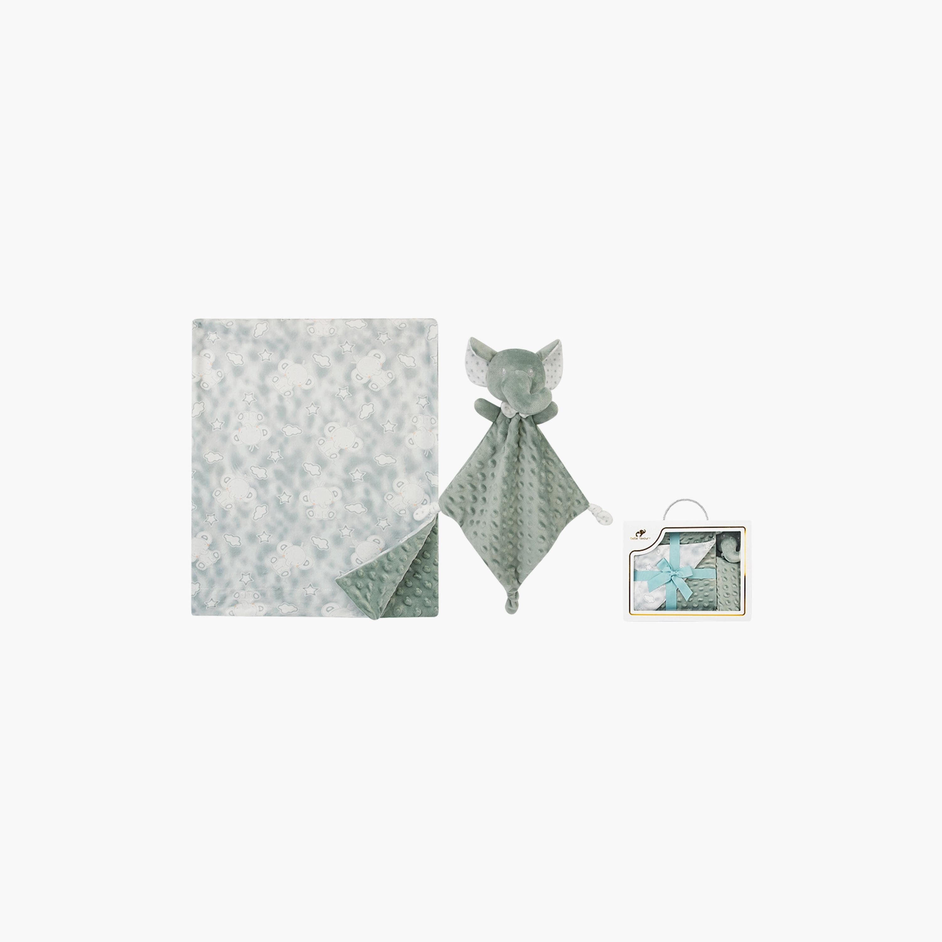 Factory Price Kylan Animal Stuffed Comforter & Blanket Gift Set - Elephant - 100 X 75 cm-baby-nursery-blanketsandswaddles-blanketsandquilts-image-1