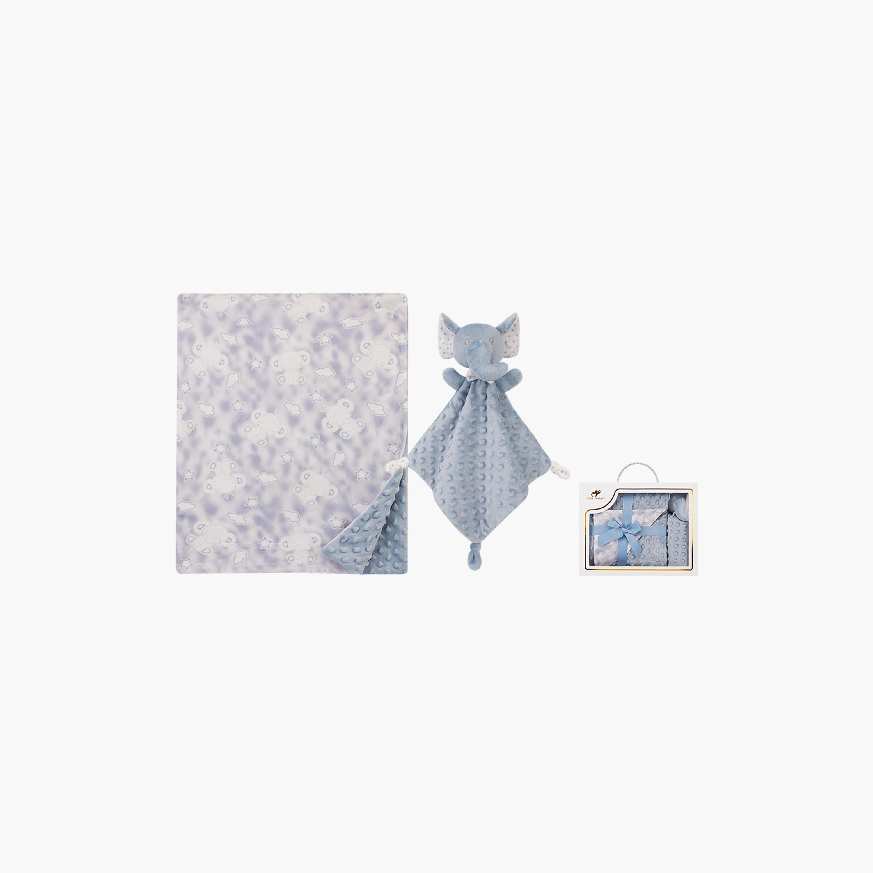 Factory Price Kylan Animal Stuffed Comforter & Blanket Gift Set - Elephant - 100 X 75 cm-baby-nursery-blanketsandswaddles-blanketsandquilts-image-1