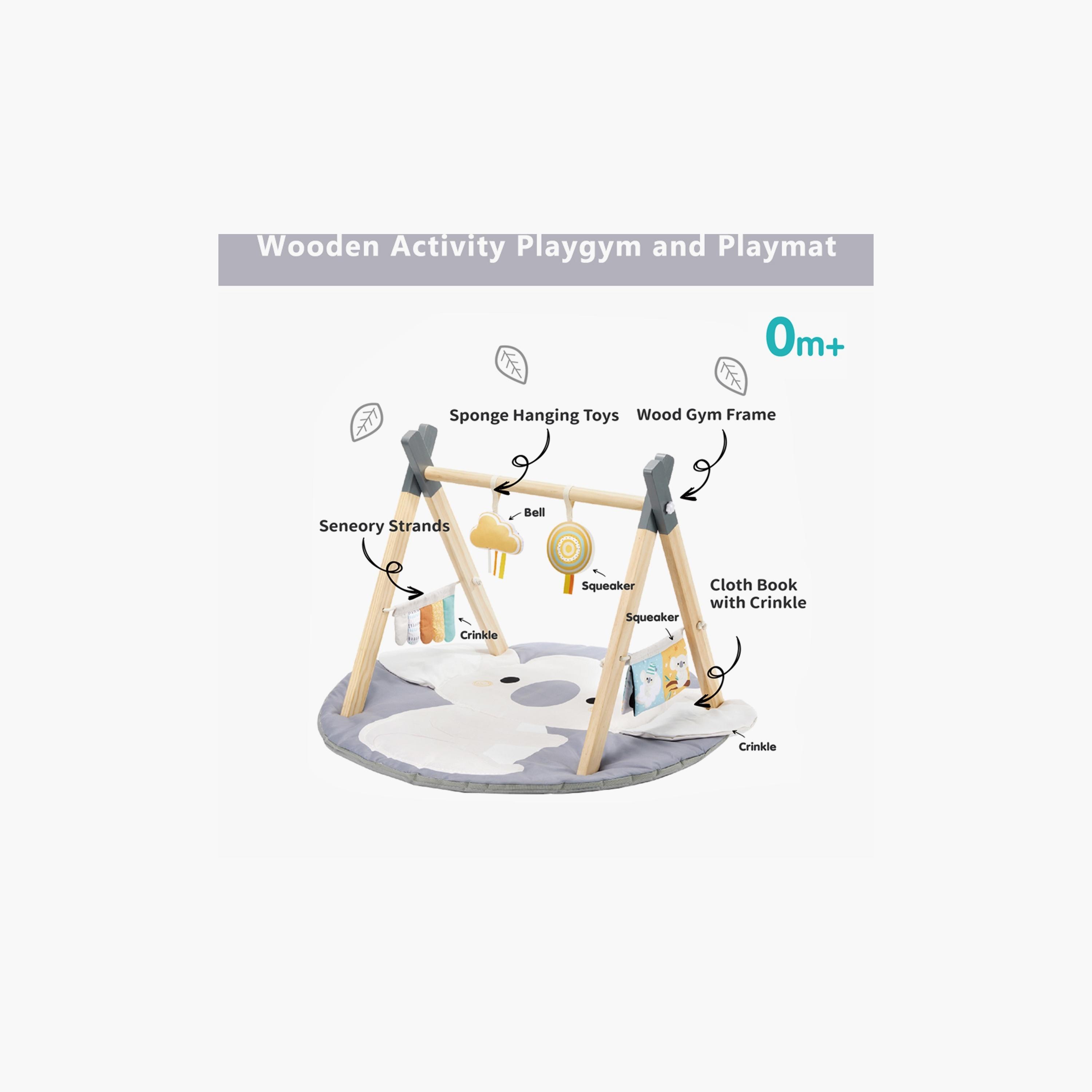 جيم خشبي مع أرضية نايرا وألعاب محشوة من فاكتوري برايس - كوالا ايه-baby-infantactivity-playgyms-image-2