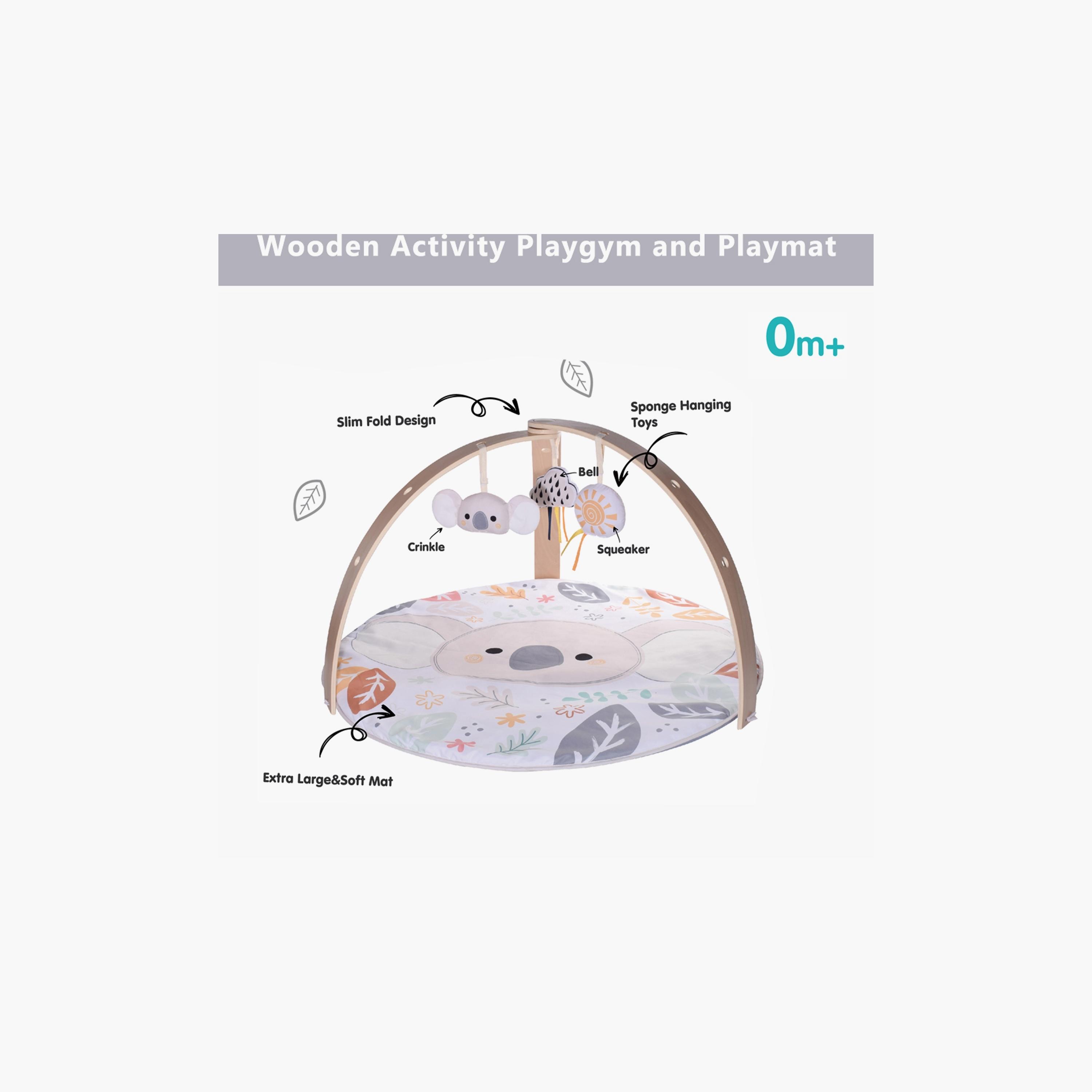 جيم خشبي مع أرضية نايرا وألعاب محشوة من فاكتوري برايس - كوالا بي-baby-infantactivity-playgyms-image-2