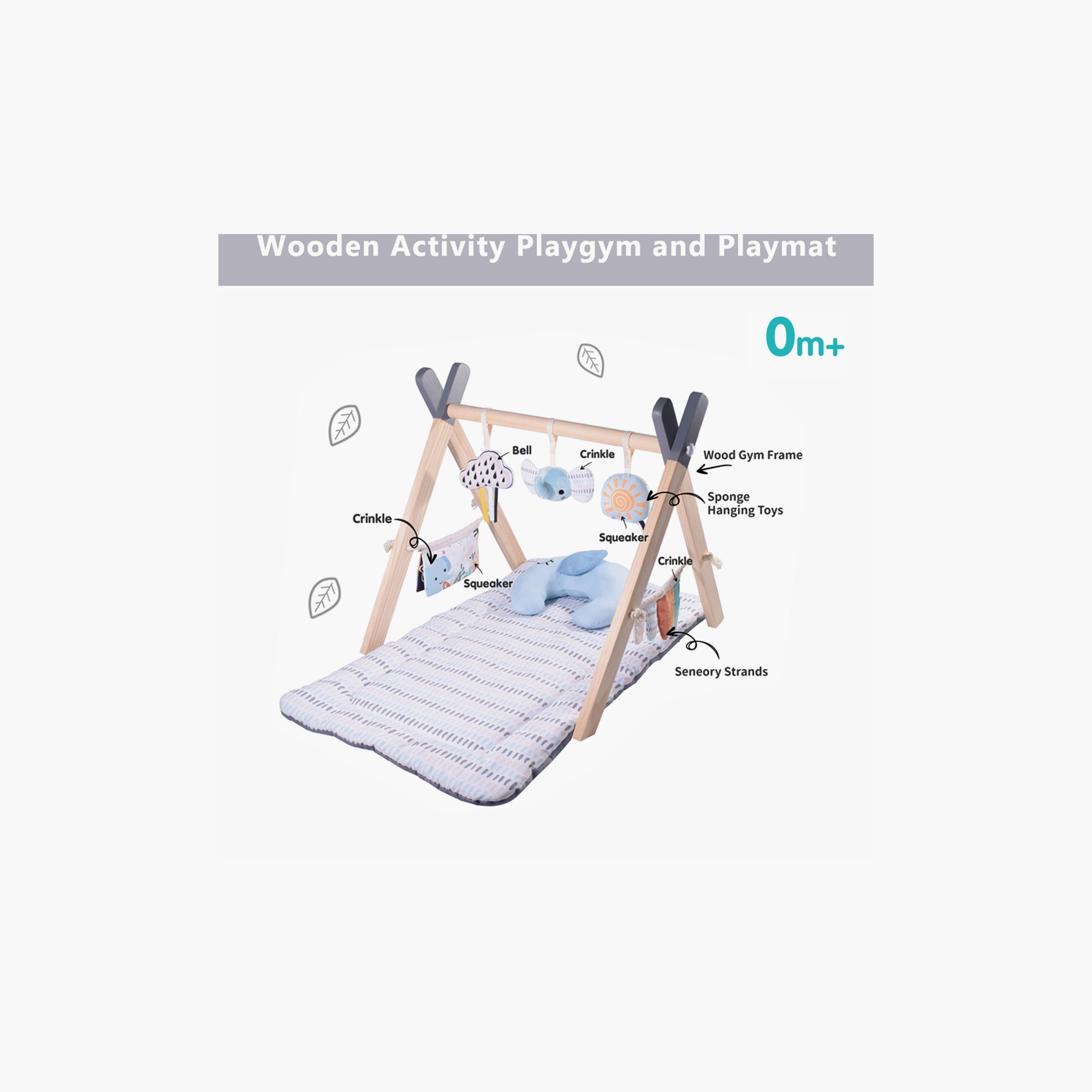 جيم خشبي مع أرضية نايرا وألعاب محشوة ووسادة رقبة من فاكتوري برايس-baby-infantactivity-playgyms-image-3