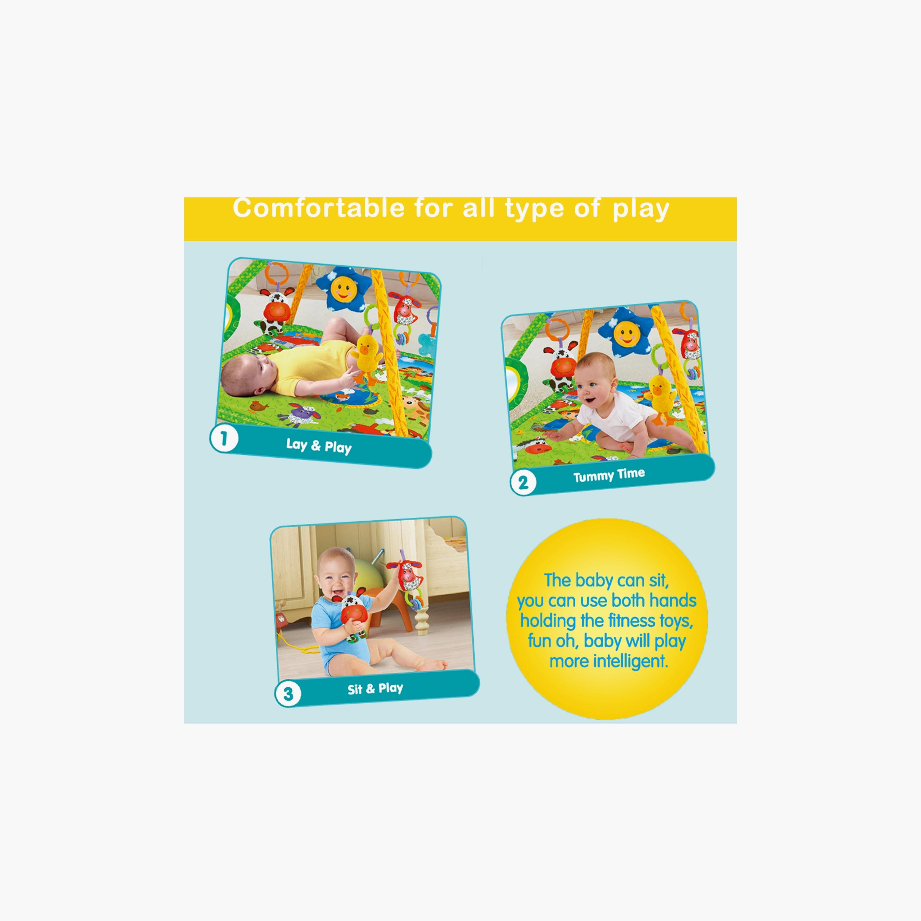 Factory Price Little Beards Printed Activity Play Gym with Toys - Multicolour-baby-infantactivity-playgyms-image-6