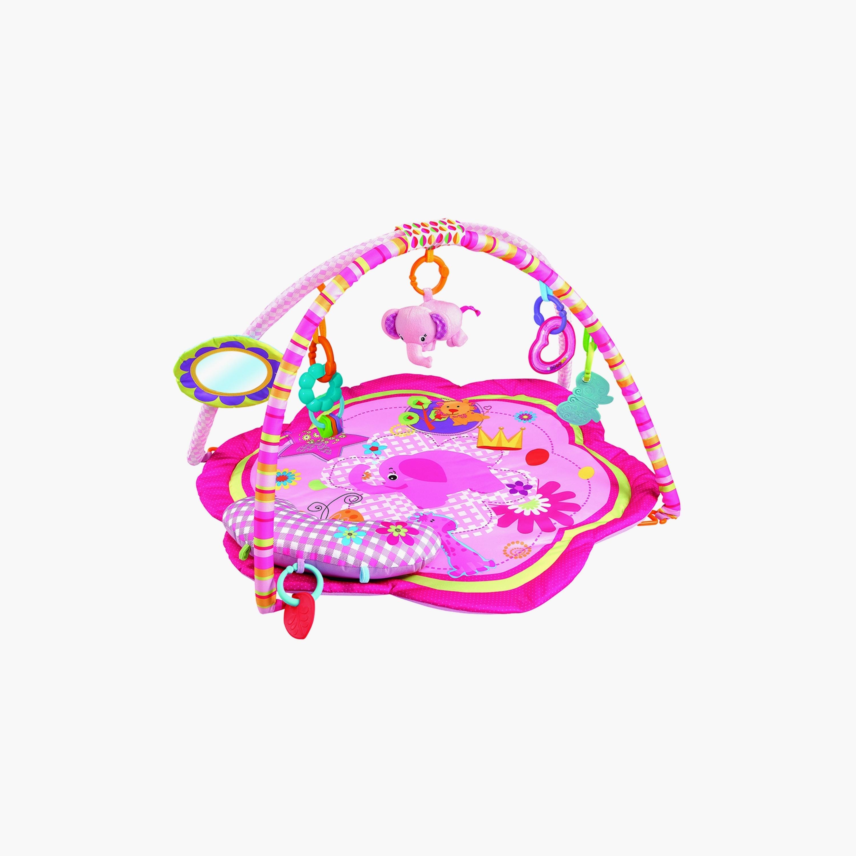 Factory Price Wild Life Printed Activity Play Gym with Nack Pillow & Plush Toys - Pink- C-baby-infantactivity-playgyms-image-1